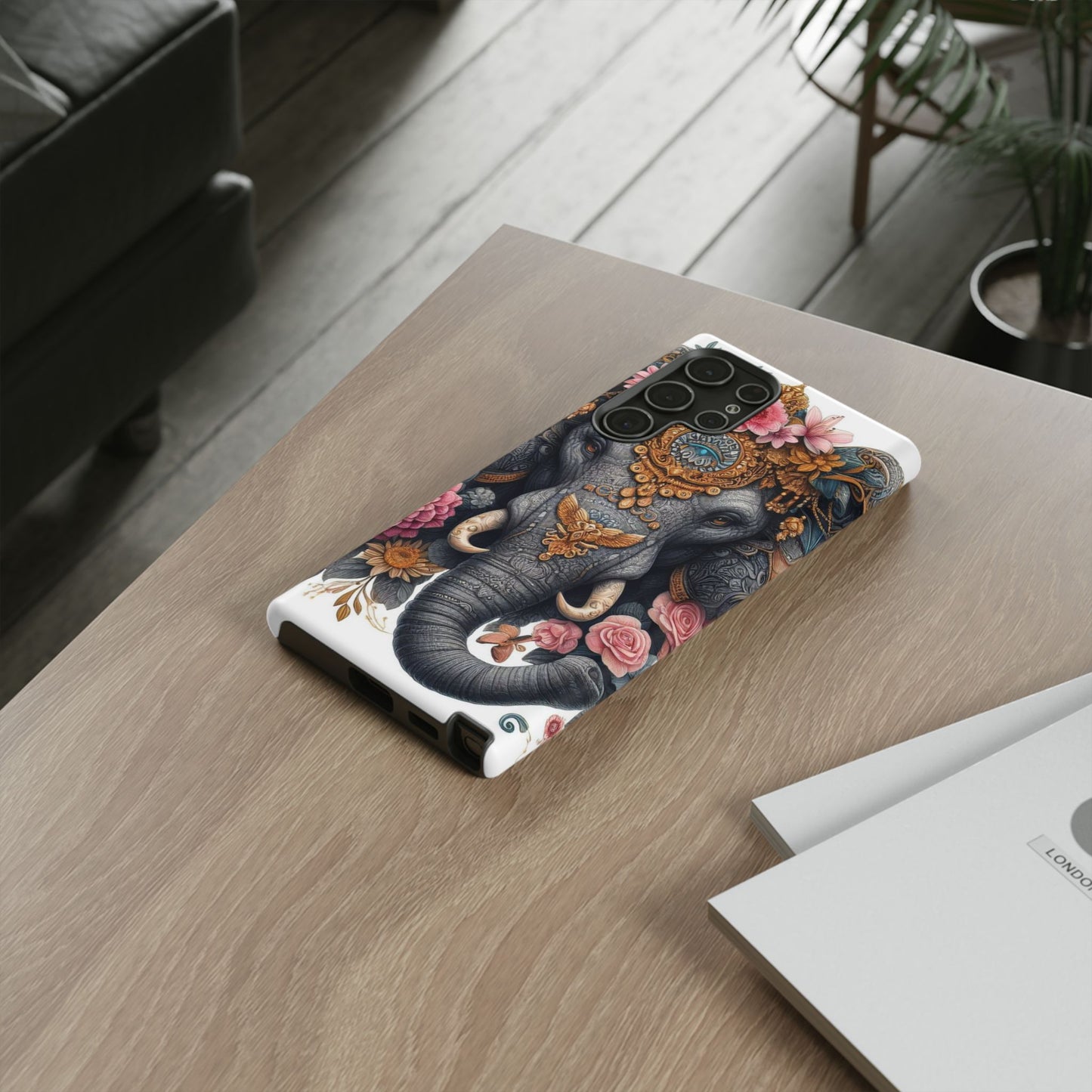 Golden Royal Elephant Mobile Cover – Luxurious Ornate Art