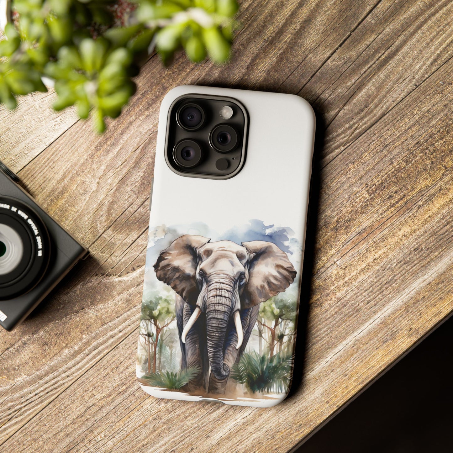 Majestic Watercolor Elephant Mobile Cover – Artistic Wildlife Design