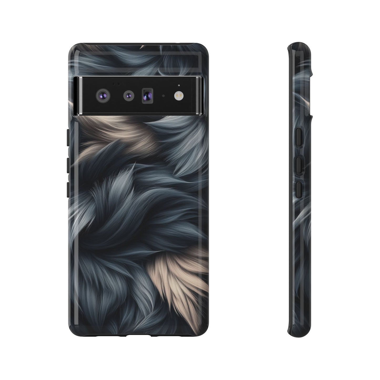 Midnight Wolf β Deep Silver & Purple Fur Phone Case for iPhone, Pixel & Samsung