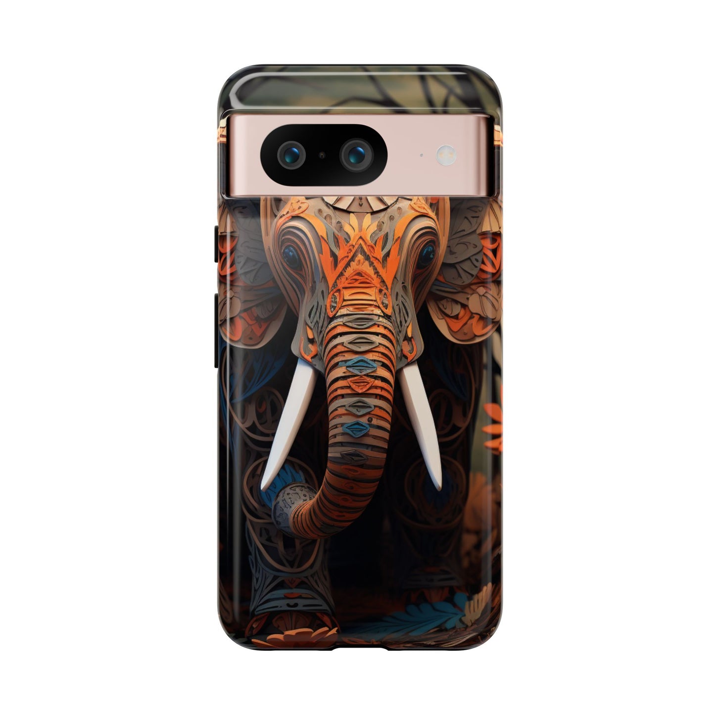 Elegant Artistic Elephant Mobile Cover – Intricate Paper-Cut Design