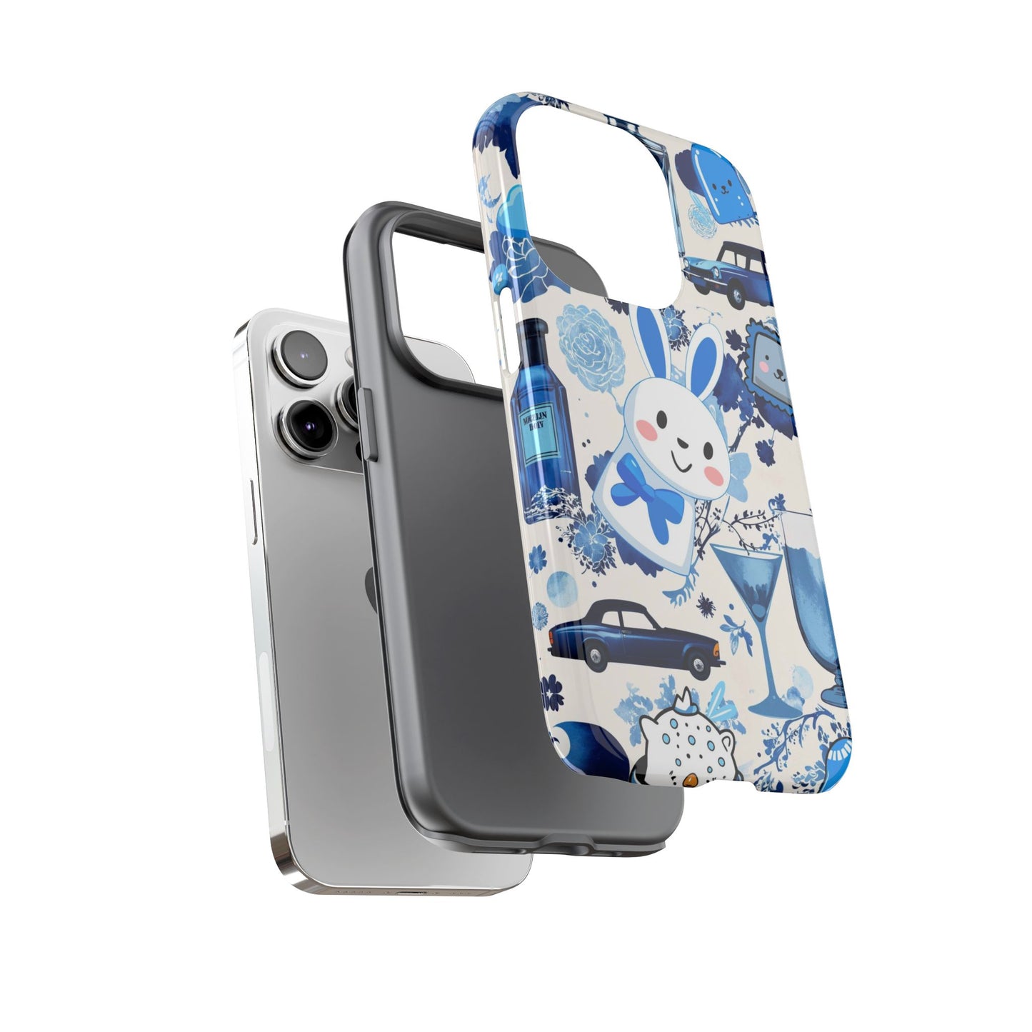 Blue Bunny & Car Themed Phone Case
