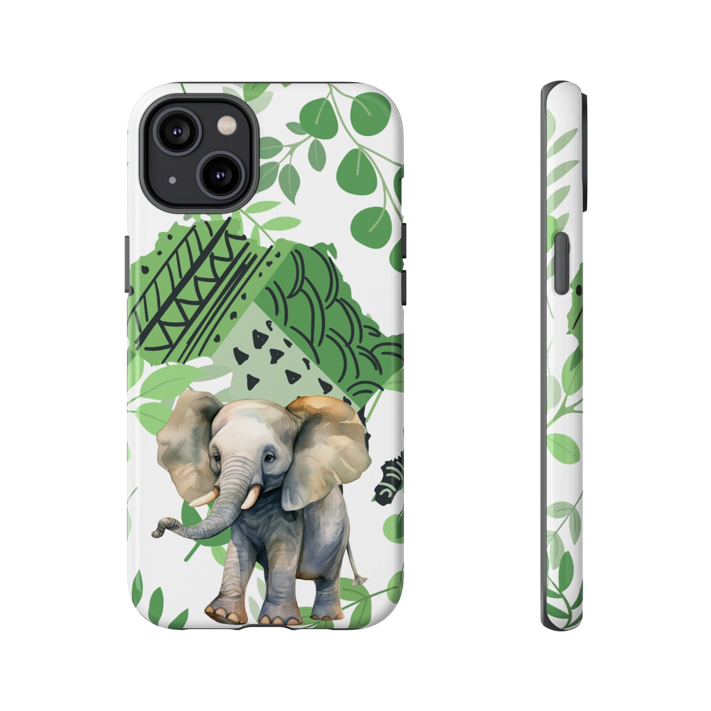 Playful Baby Elephant Mobile Cover – Tropical Boho Art
