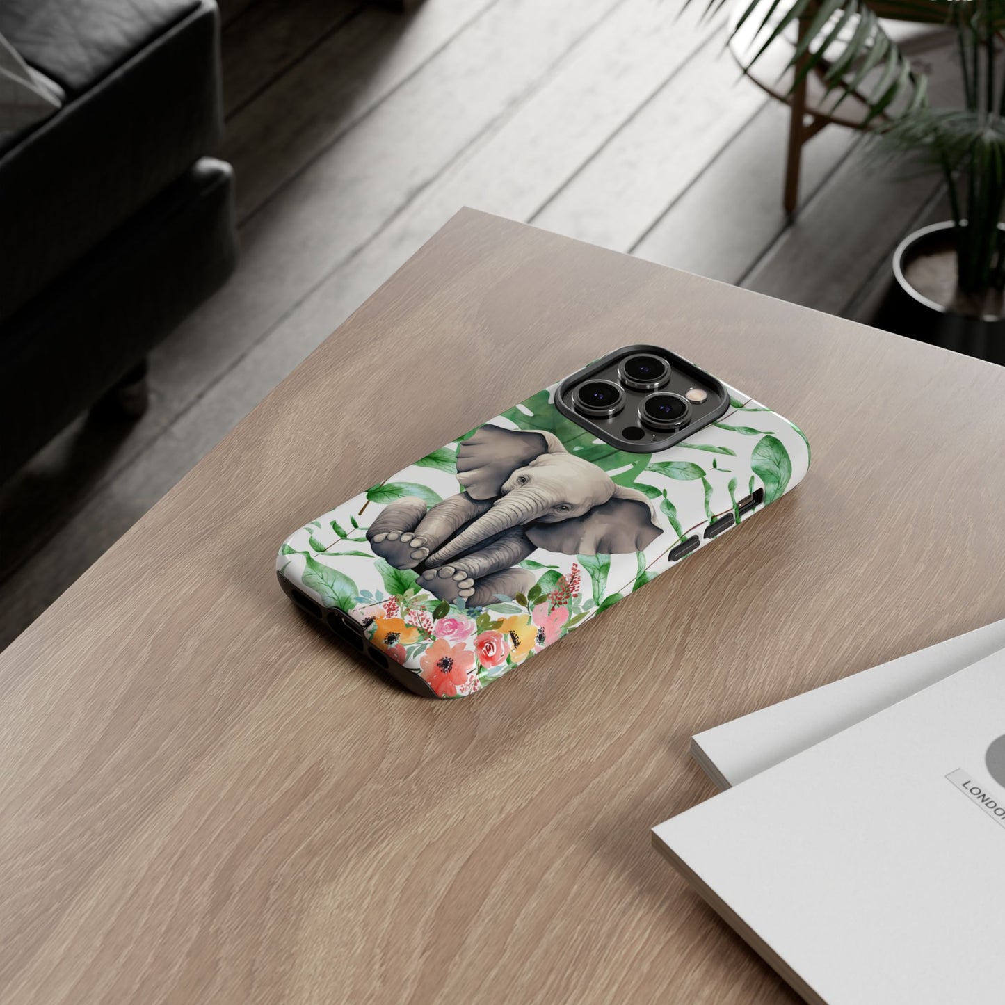 Cute Baby Elephant Mobile Cover – Floral & Tropical Aesthetic