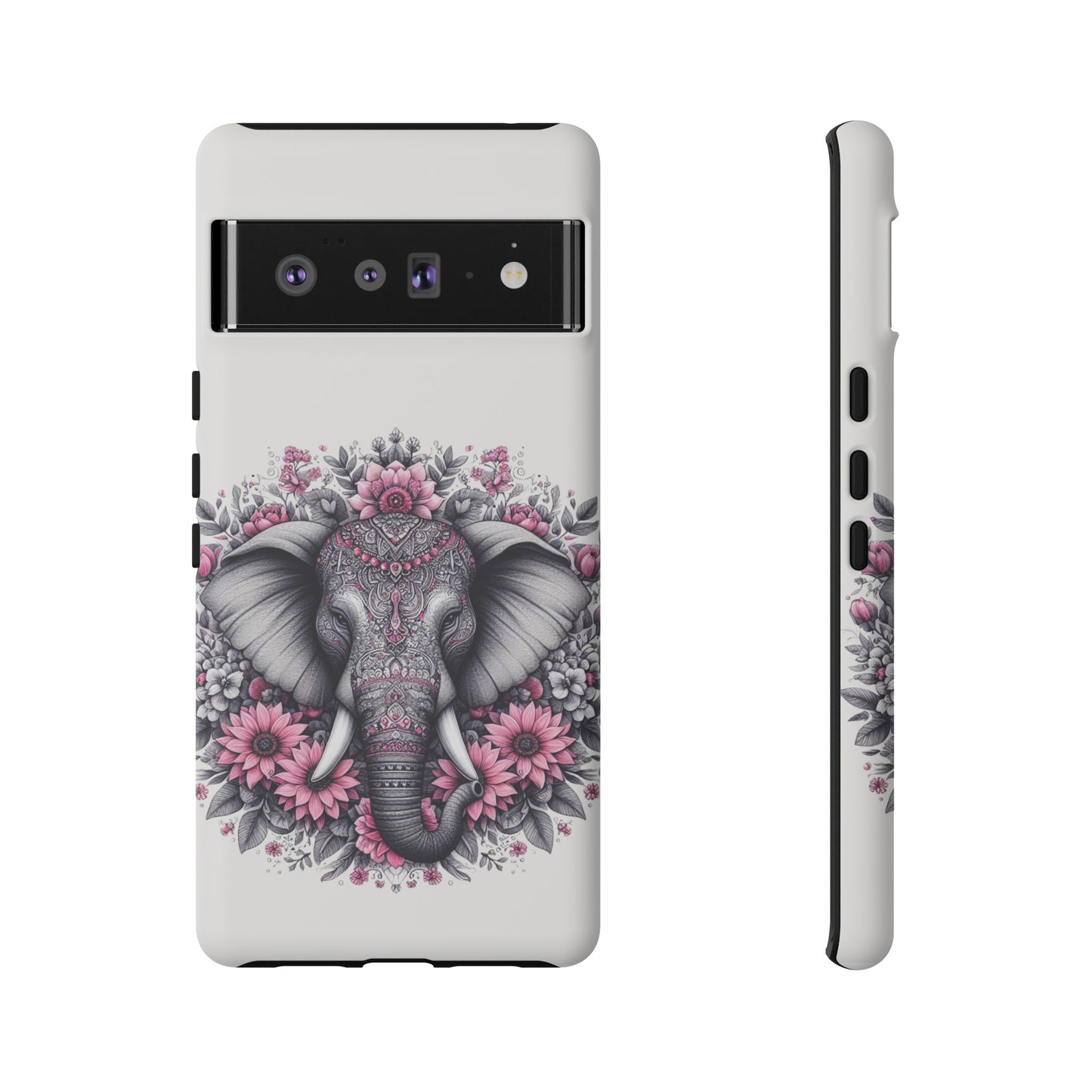 Intricate Floral Elephant Mobile Cover – Mandala-Inspired Boho Art