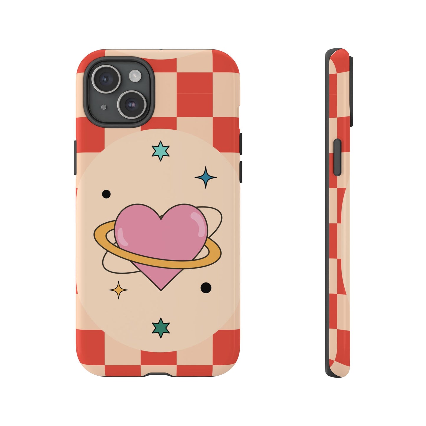 Retro Heart Tile Phone Case – Vintage Aesthetic Cover for iPhone, Samsung & Google Pixel