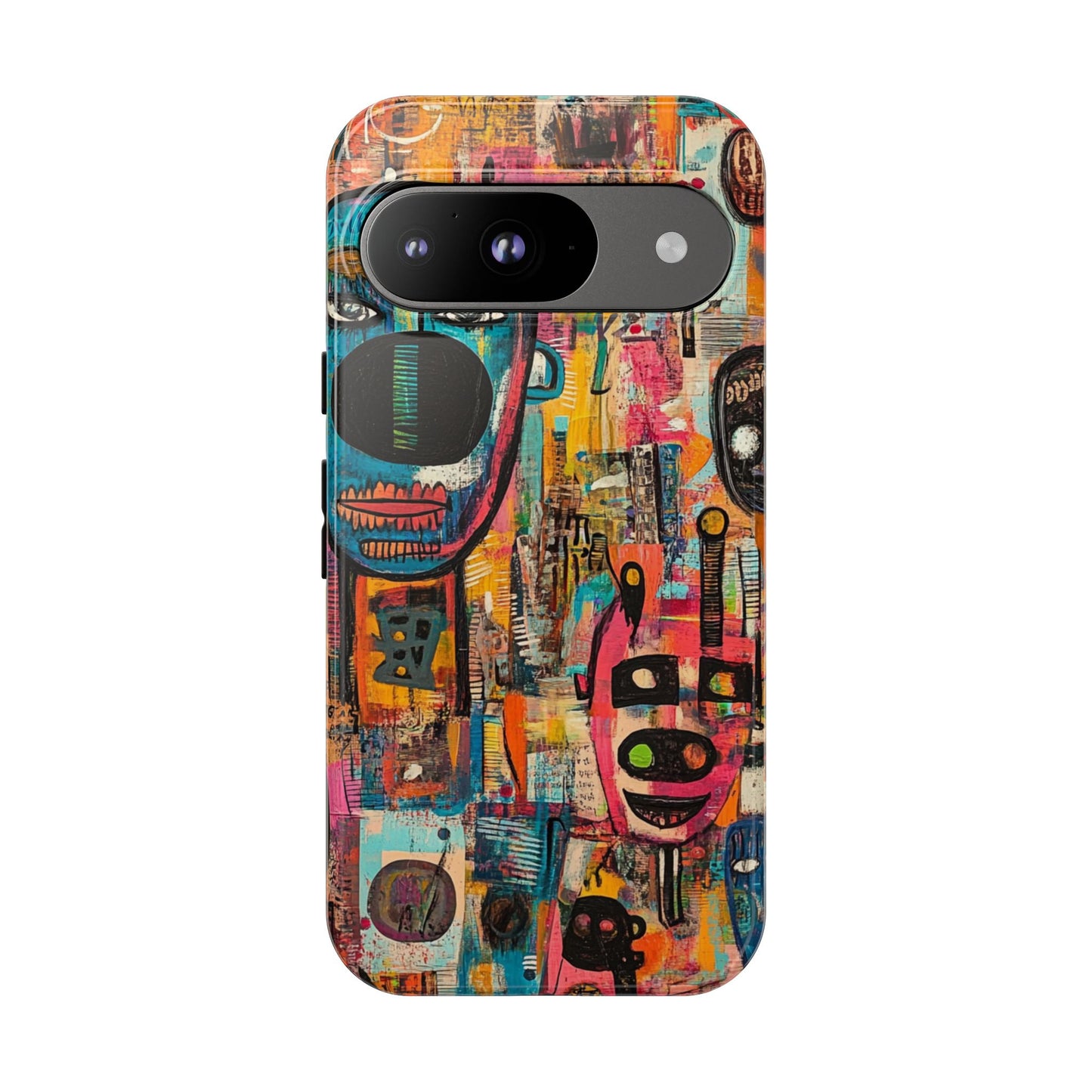 Abstract Basquiat Phone Case – Artistic Phone Protector – Bold, Graffiti-Inspired Street Art Cover - iPhone, Samsung & Google Pixel Cover - Artistic Painting Case, Art Lover Gift