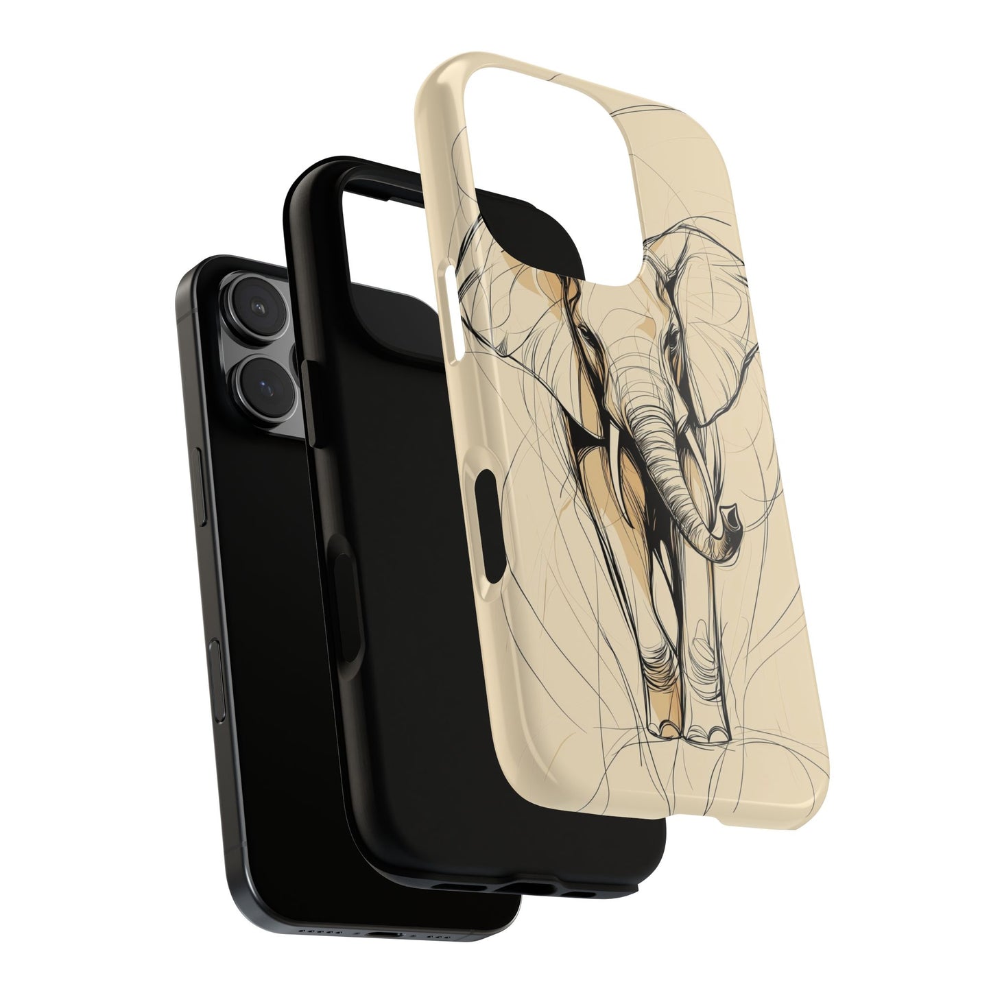 Majestic March: Dynamic Elephant Line Art Phone Case for iPhone, Samsung & Pixel
