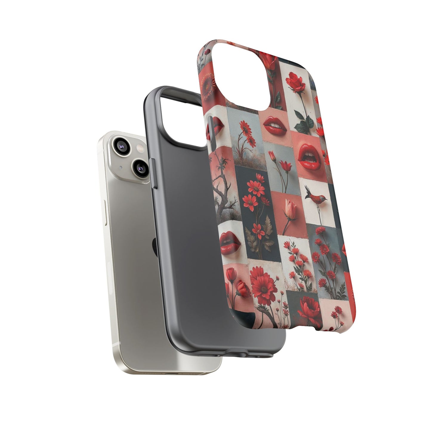 Red Flowers & Lips Collage Phone Case