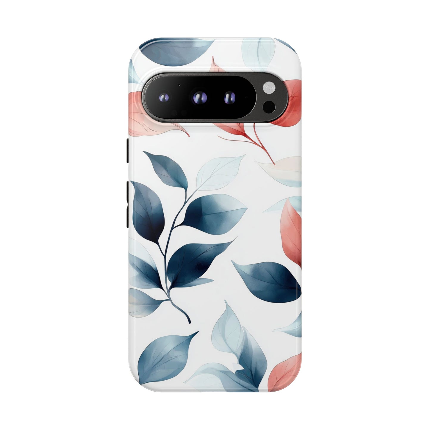 Blush & Blue Botanical Leaves Phone Case | Soft Nature-Inspired Design for iPhone, Pixel & Samsung