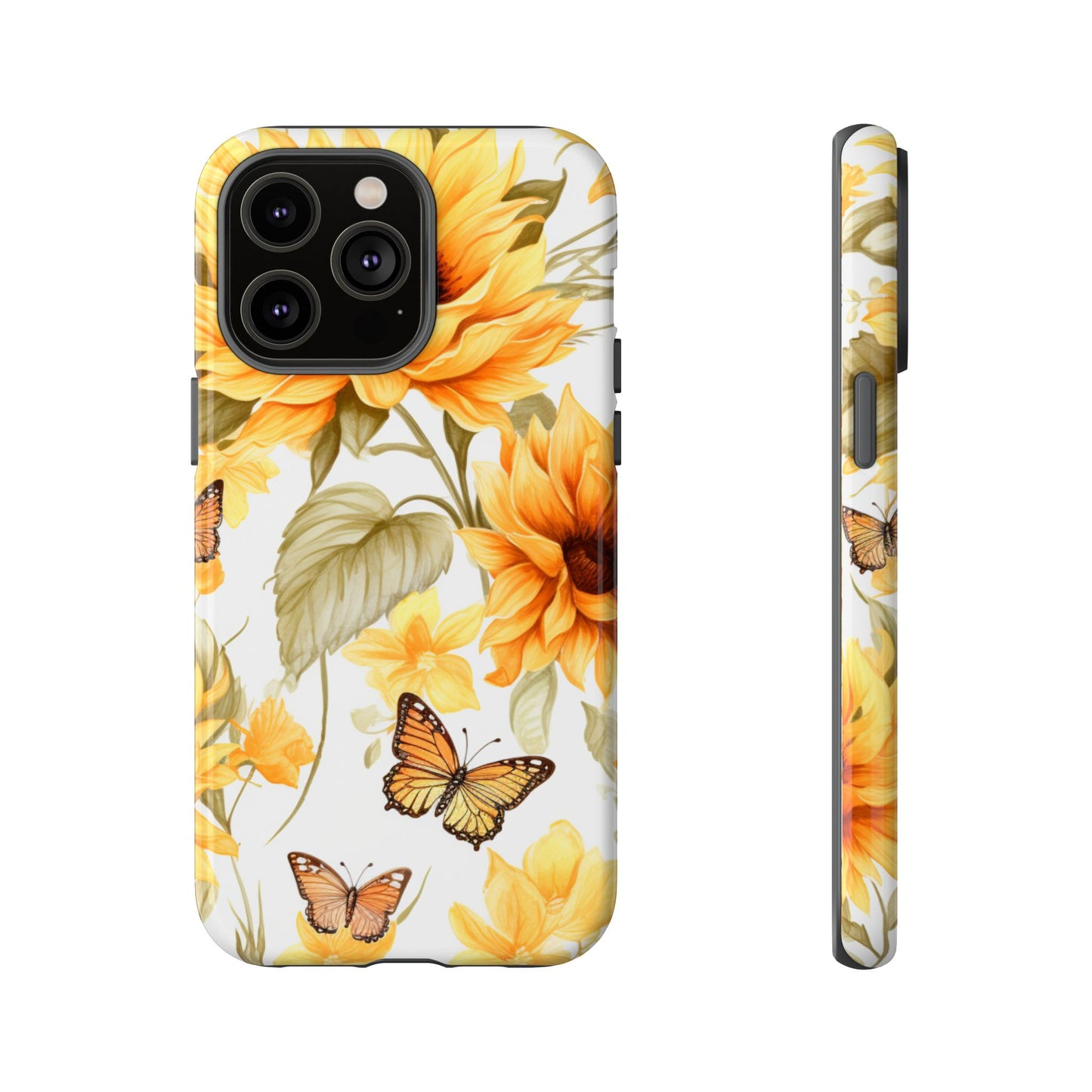 Golden Sunflower & Butterfly Phone Case – Warm & Elegant