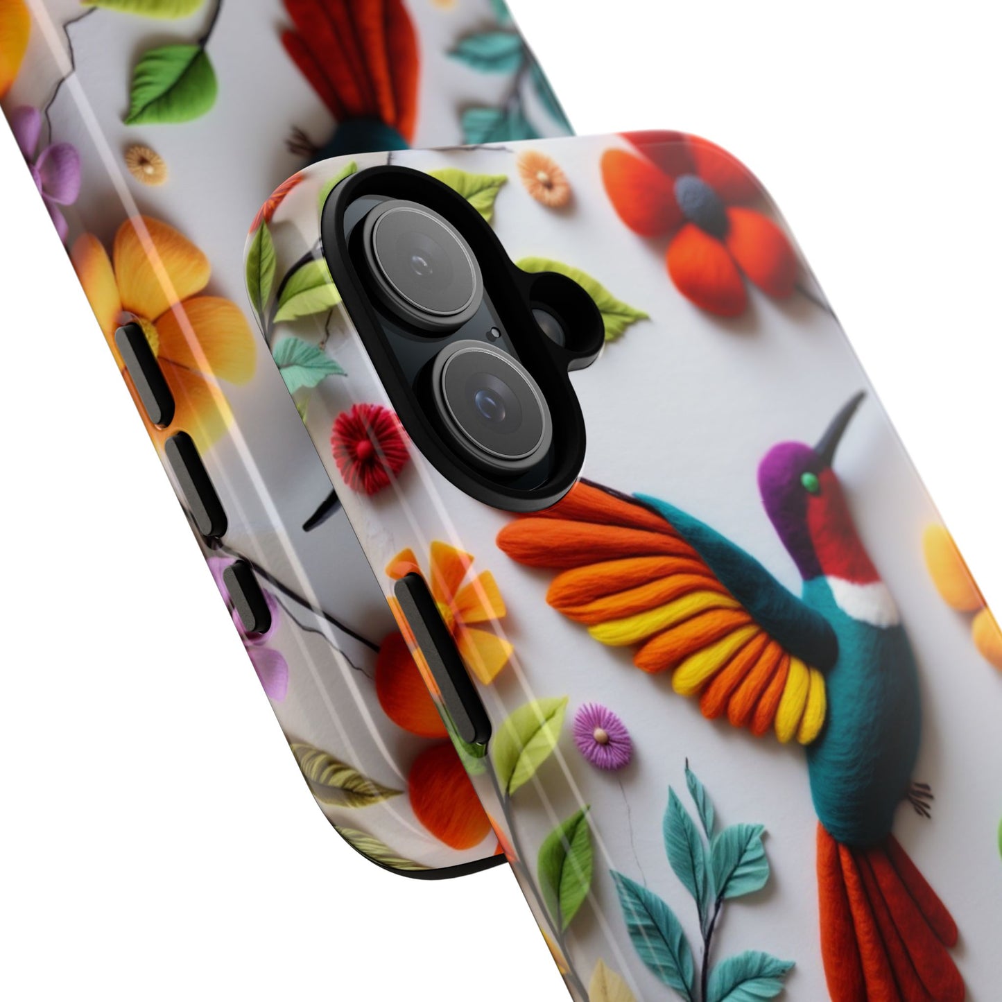 Embroidered Hummingbird with Floral Design | Nature's Elegant Stitch | iPhone 16 Pro
