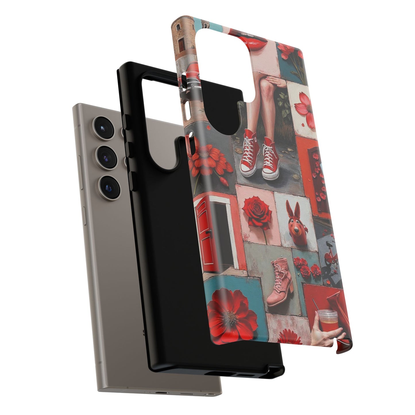 Red Sneakers & Roses Collage Phone Case