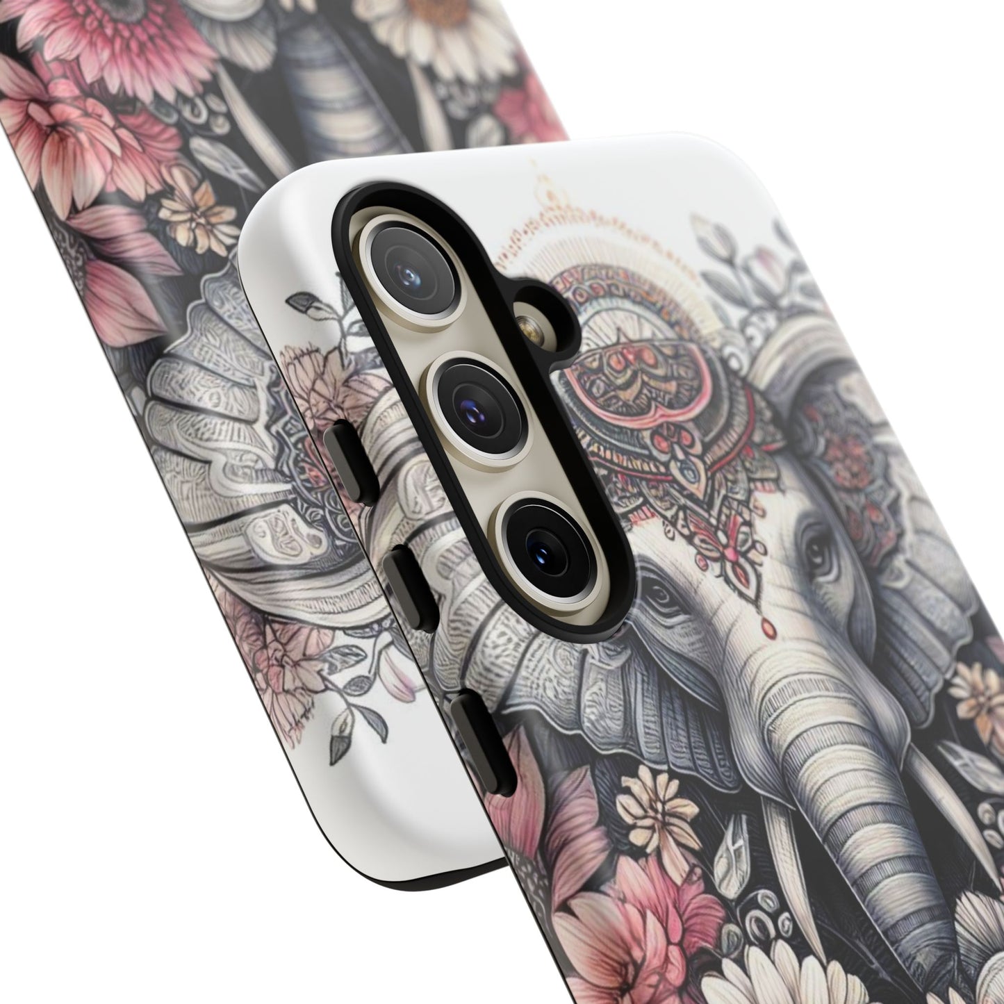Royal Elephant Mandala Phone Case – Intricate Bohemian Floral Design