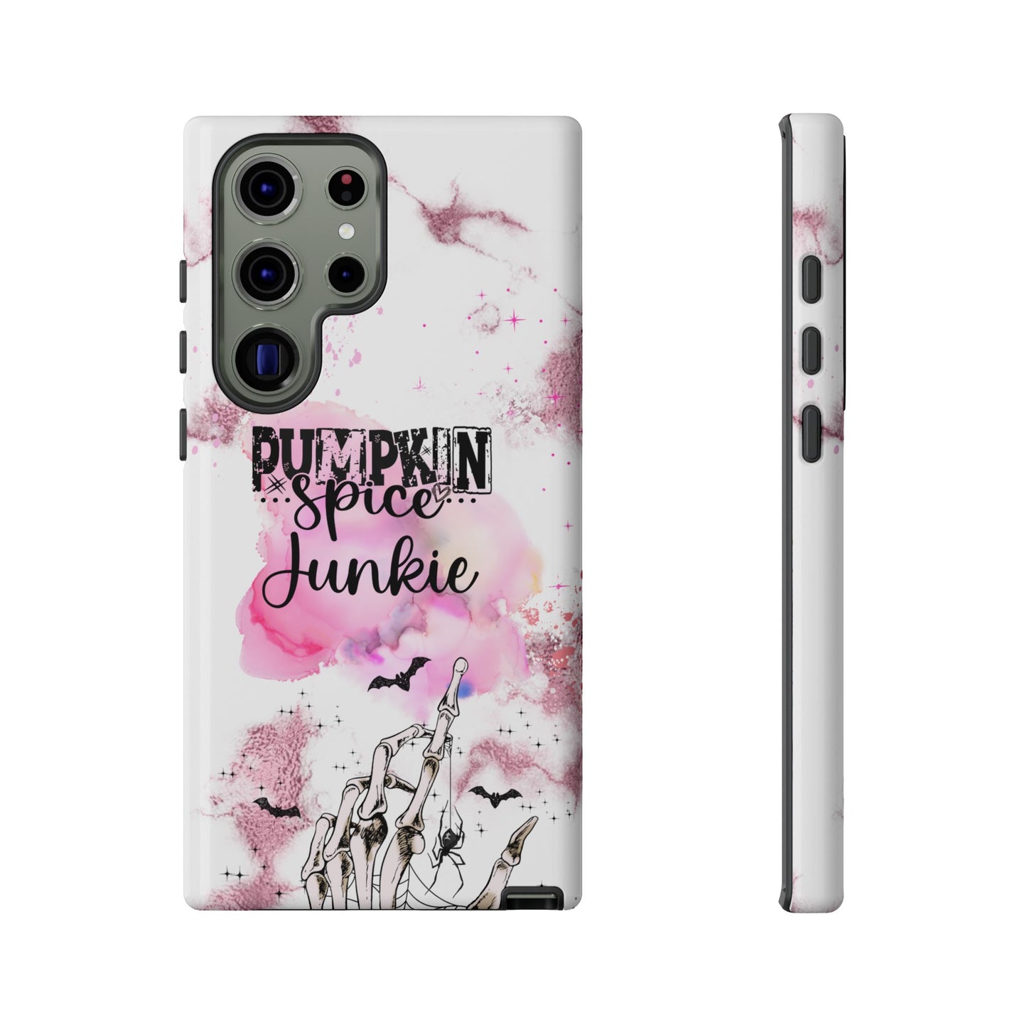 Pumpkin Spice Junkie Phone Case - Fall Aesthetic Cover for iPhone, Samsung & Google Pixel, Skeleton Hand Phone Case, Watercolor Phone Cover, Girly Phone Case
