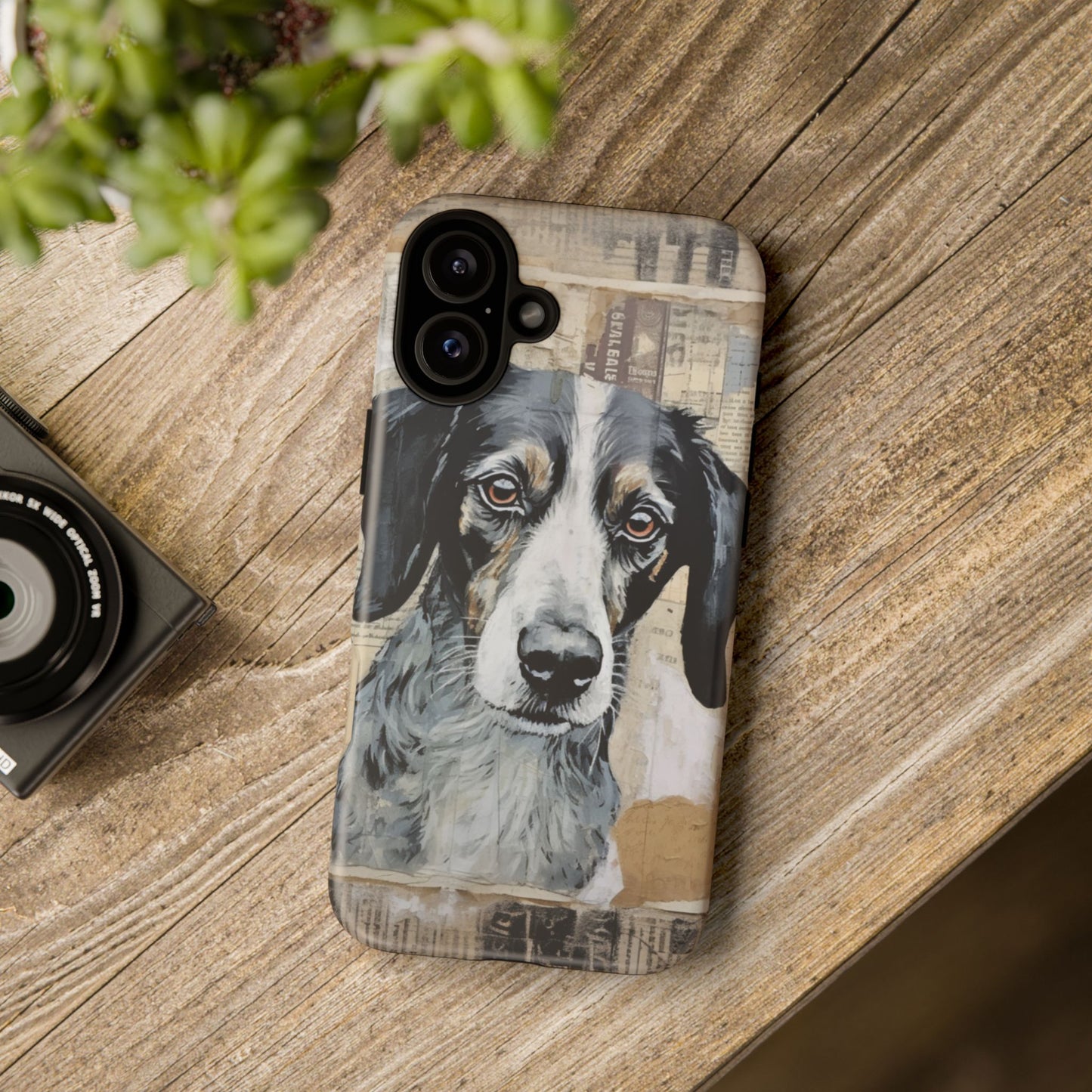 Personalized Rustic Dog Portrait – Vintage Collage Art Style