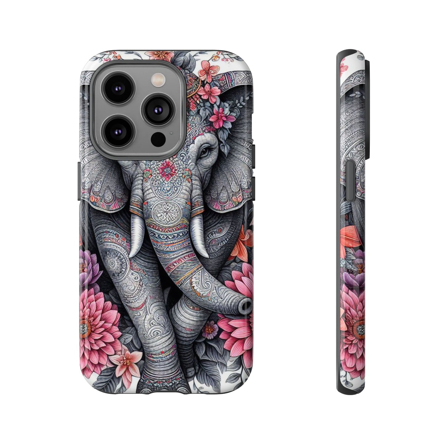 Bohemian Floral Elephant Mobile Cover – Intricate Mandala Art