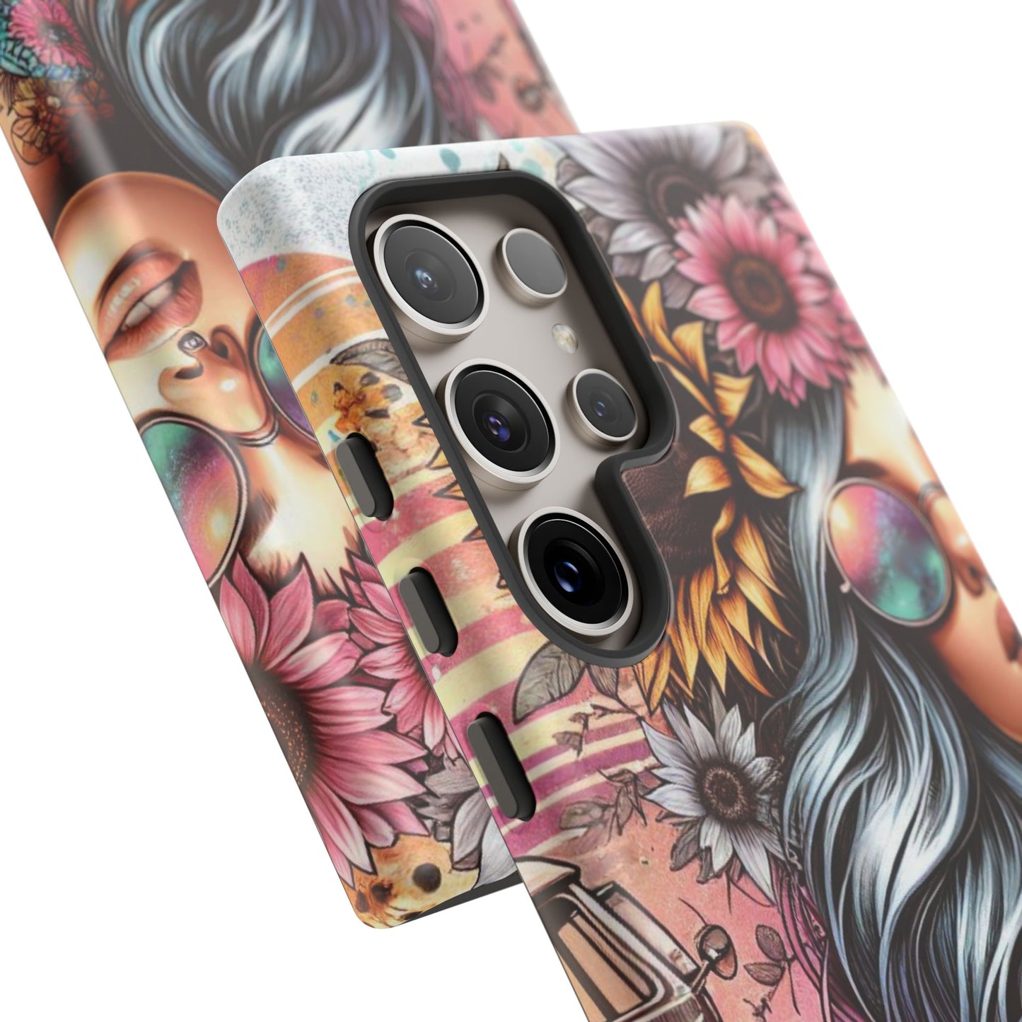 Retro Boho Wanderer – Sunflower Hippie Van Mobile Cover