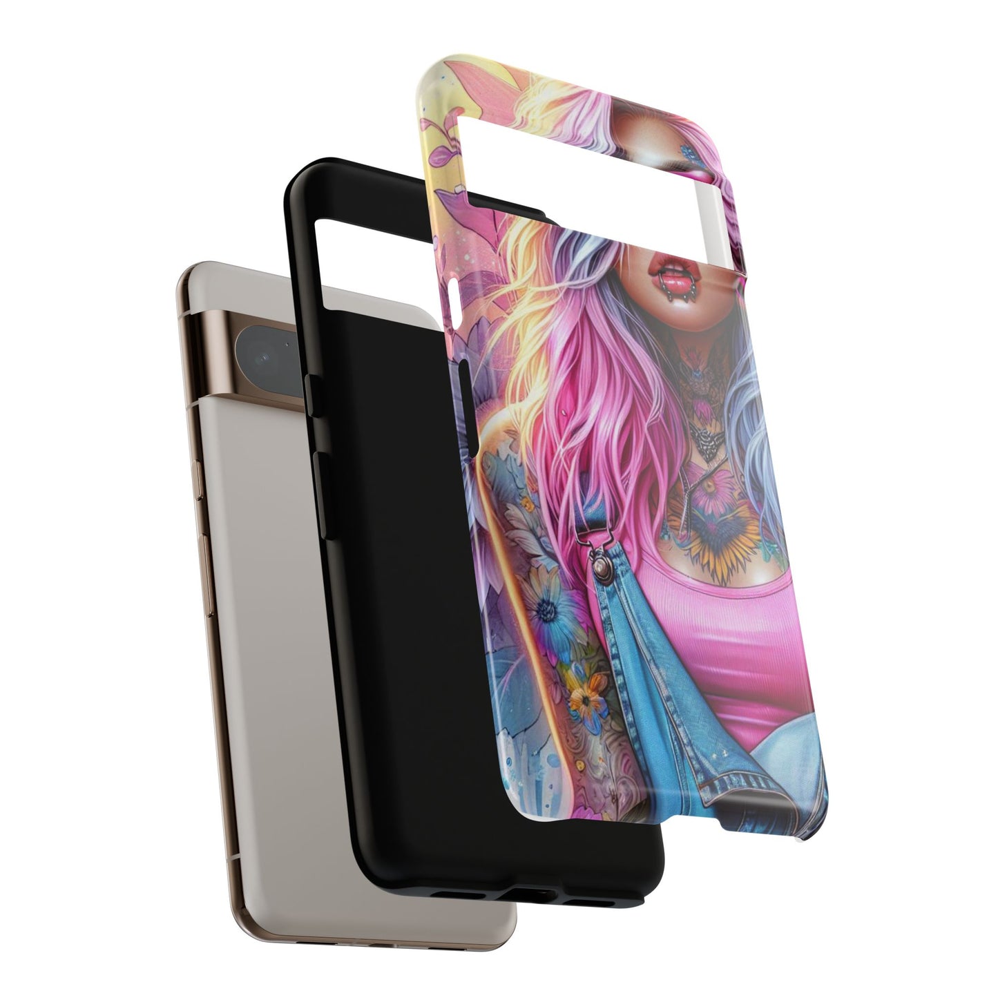 Sunset Glow – Pastel Punk & Floral Ink Mobile Cover