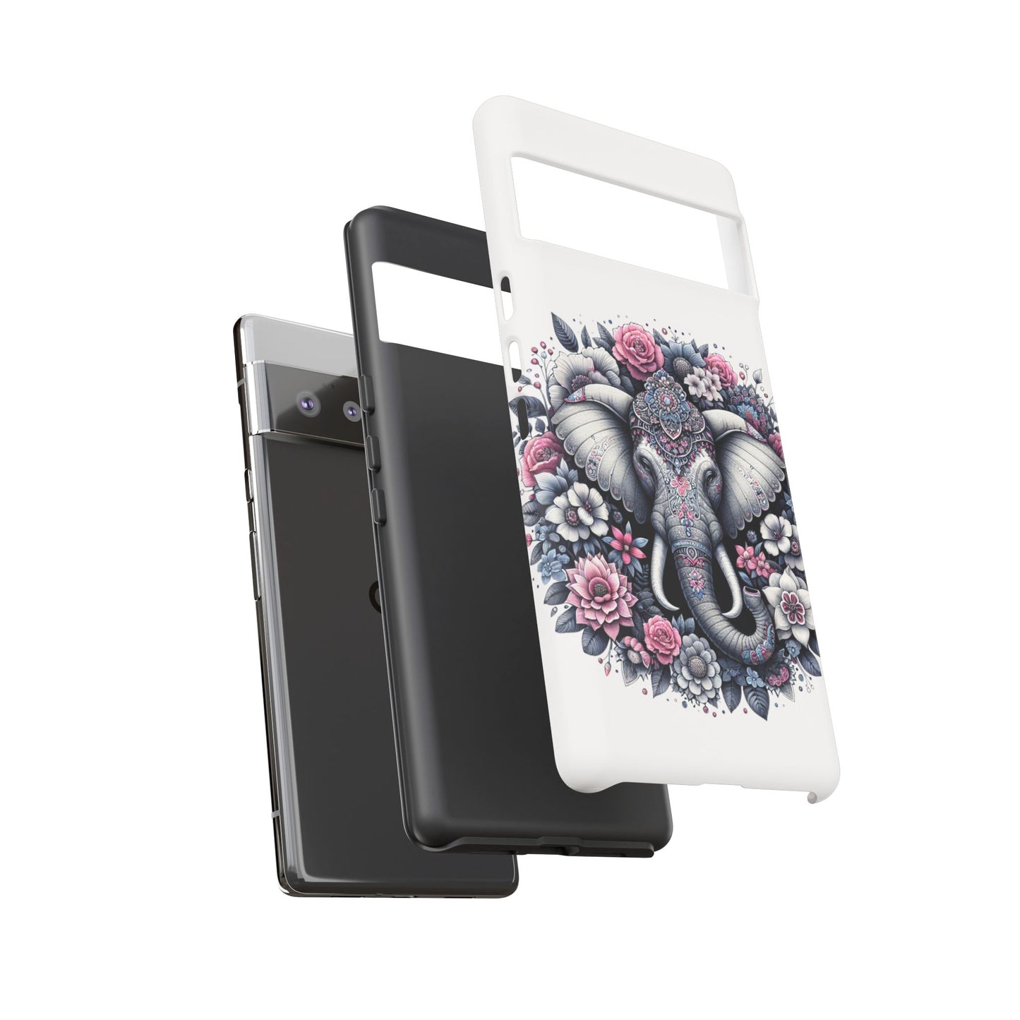 Ornate Floral Elephant Mobile Cover – Elegant Bohemian Art