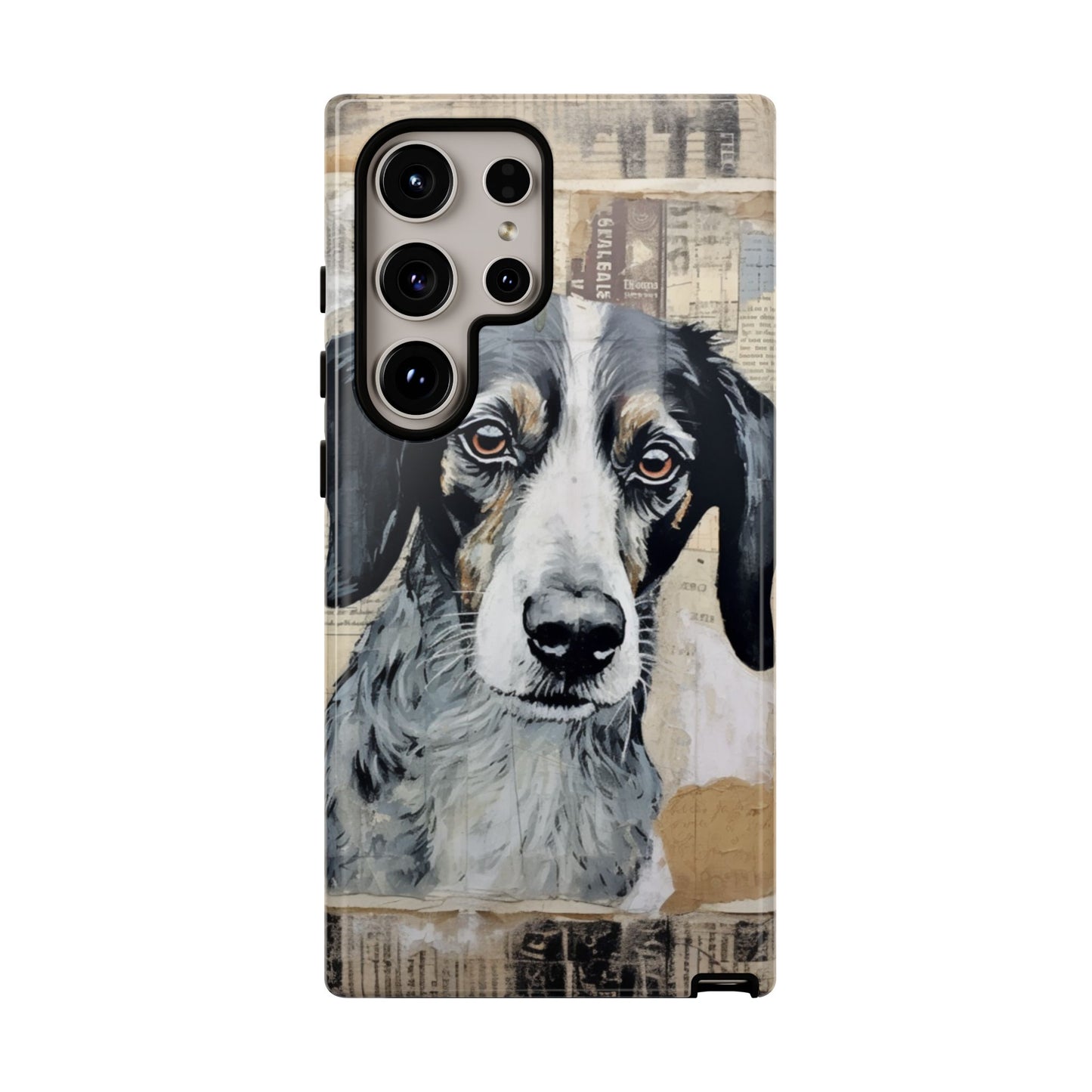 Personalized Rustic Dog Portrait – Vintage Collage Art Style