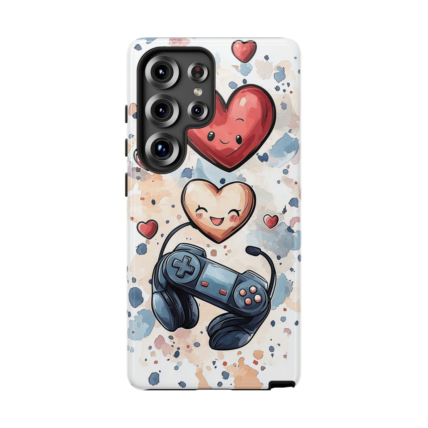 Gaming Love: Kawaii Hearts Anime Phone Case for iPhone, Samsung, Google Pixel