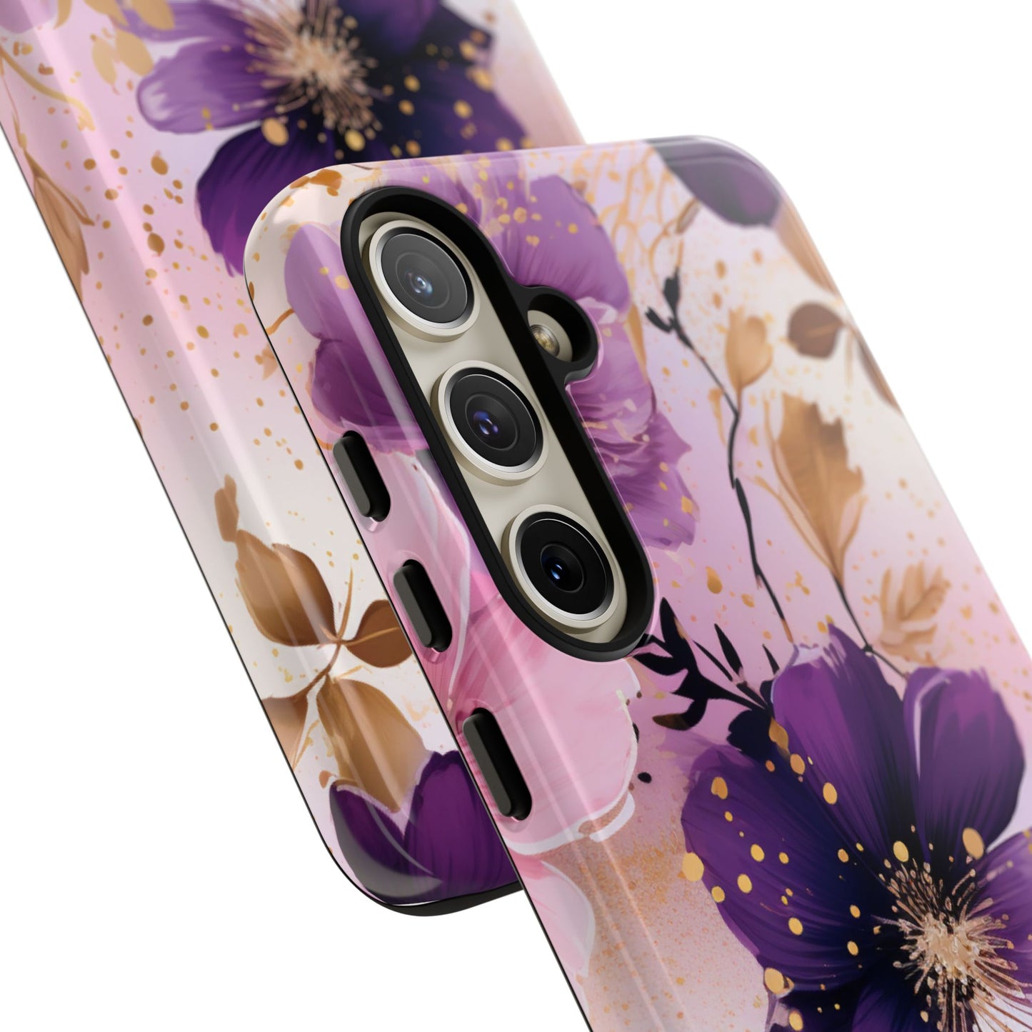 Luxury Purple & Gold Floral Aesthetic Mobile Case