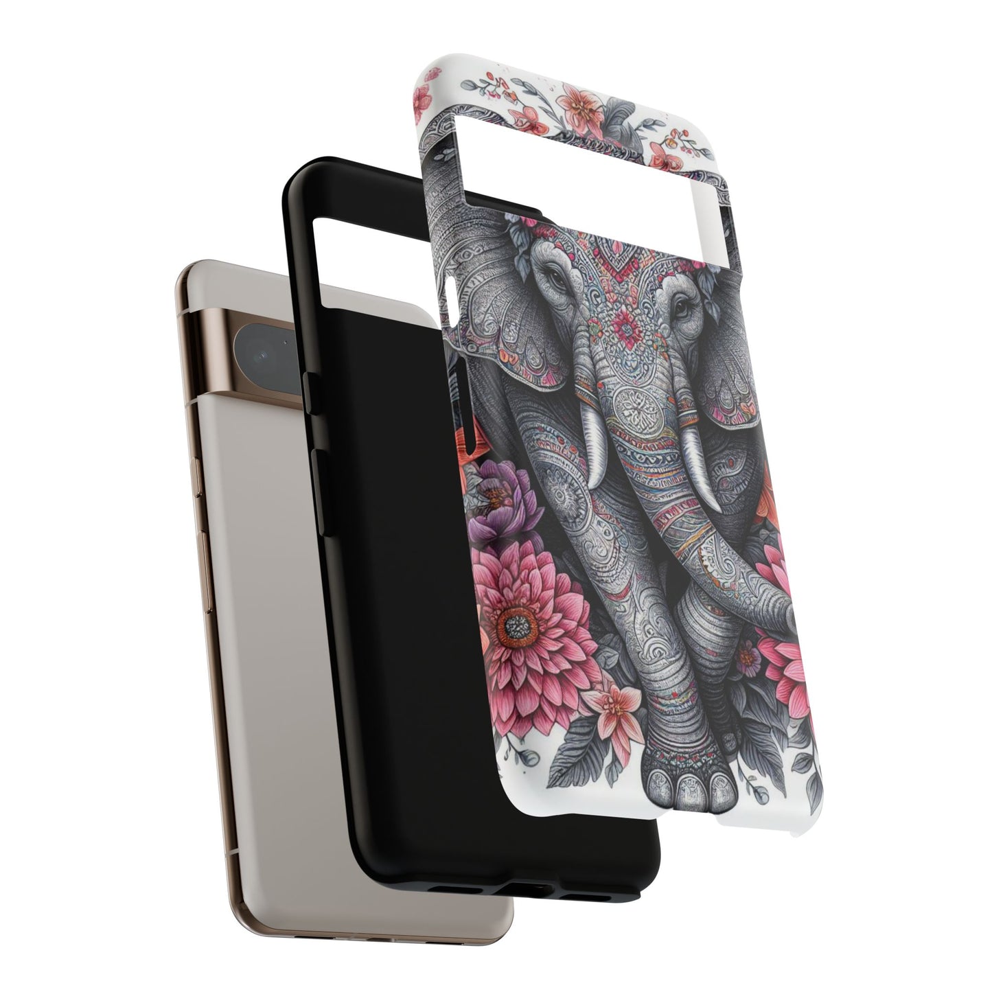 Bohemian Floral Elephant Mobile Cover – Intricate Mandala Art