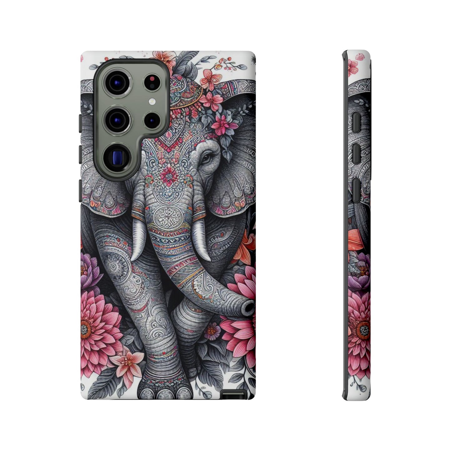 Bohemian Floral Elephant Mobile Cover – Intricate Mandala Art