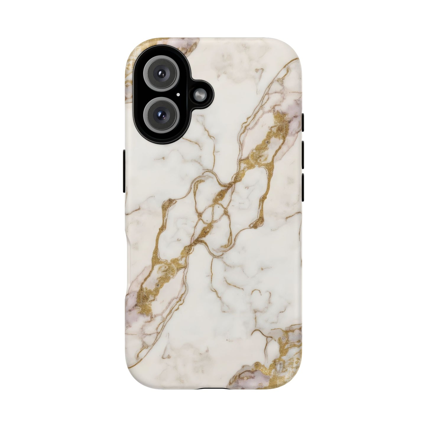 Elegant White and Gold Marble Case Design