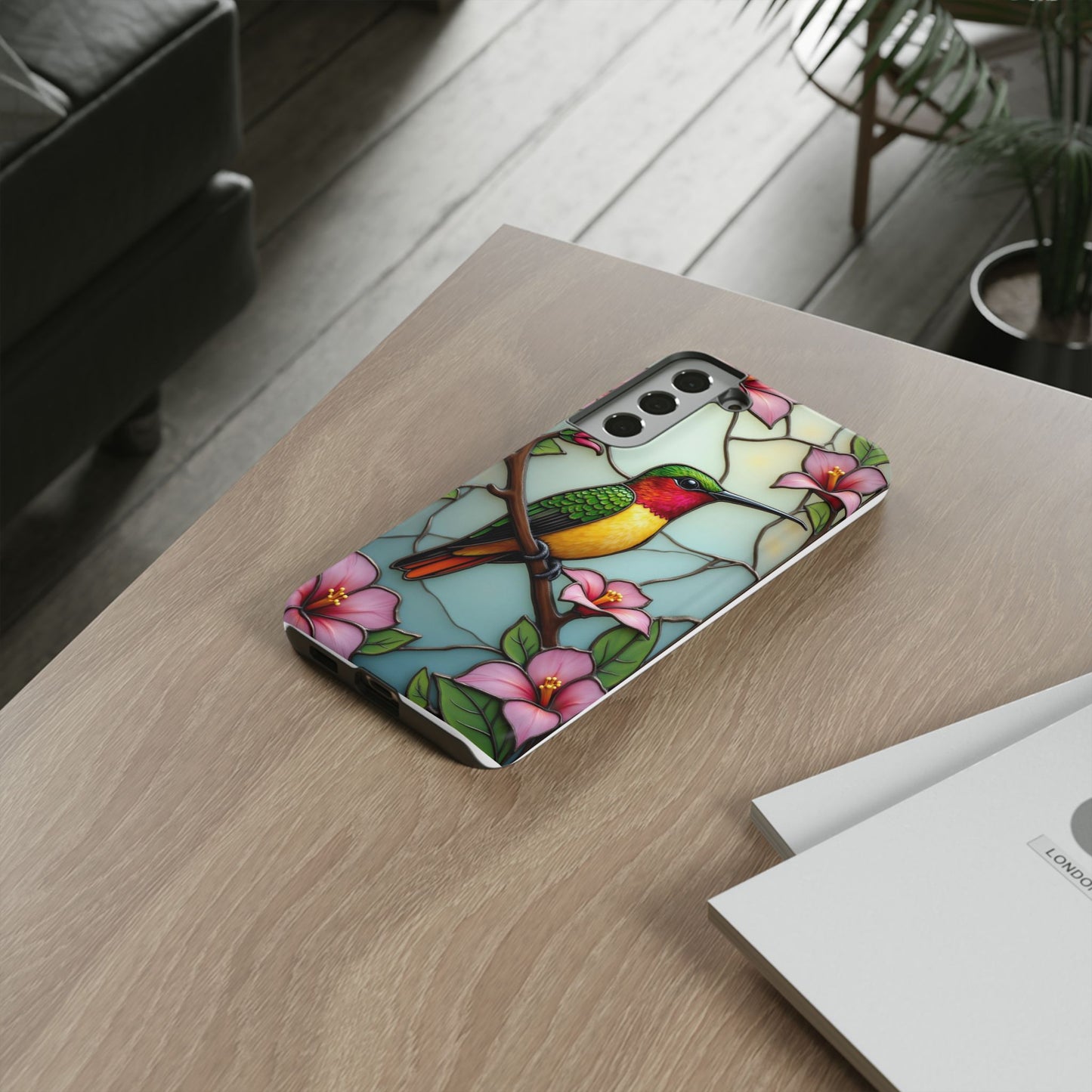 Elegant Hummingbird with Floral Mosaic | Artistic Nature Design