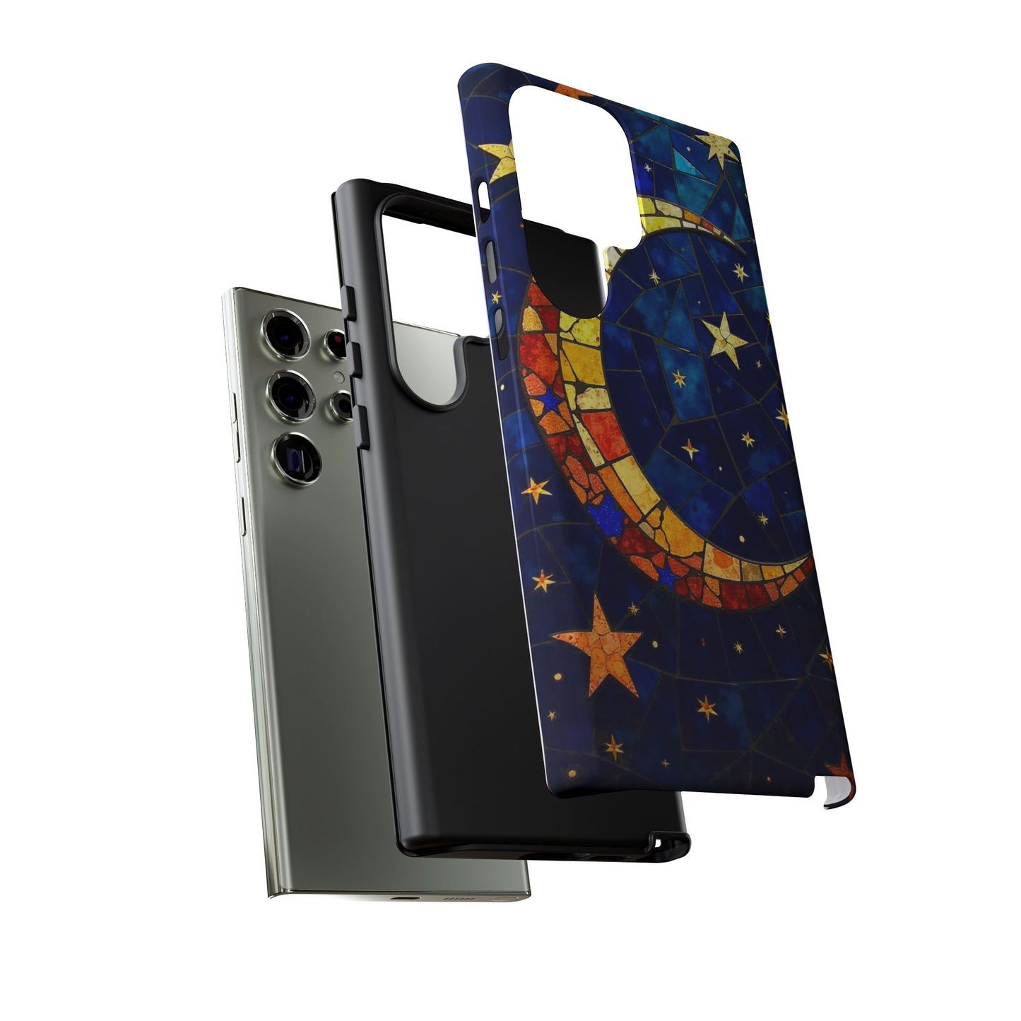 Celestial Crescent: Vibrant Moon and Stars Phone Case