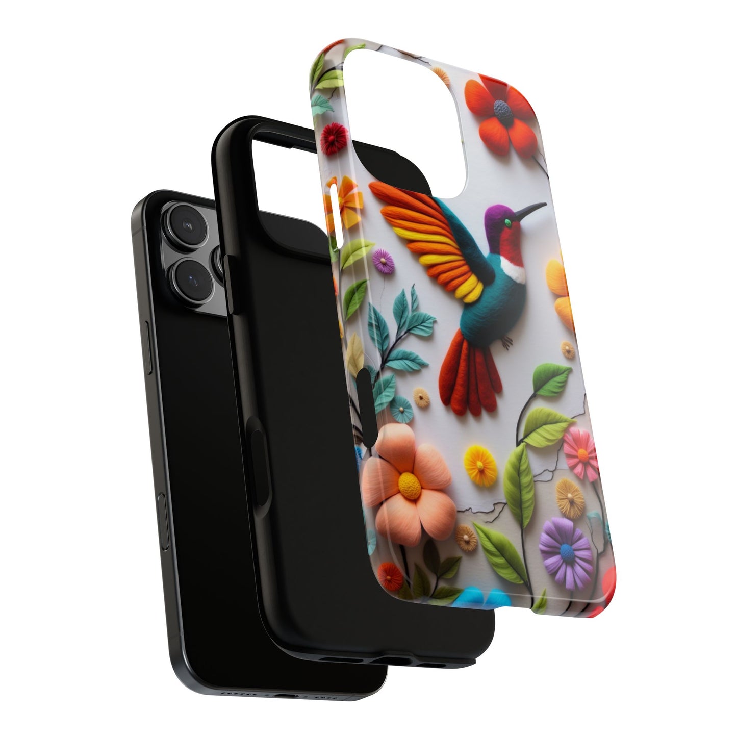 Embroidered Hummingbird with Floral Design | Nature's Elegant Stitch | iPhone 16 Pro