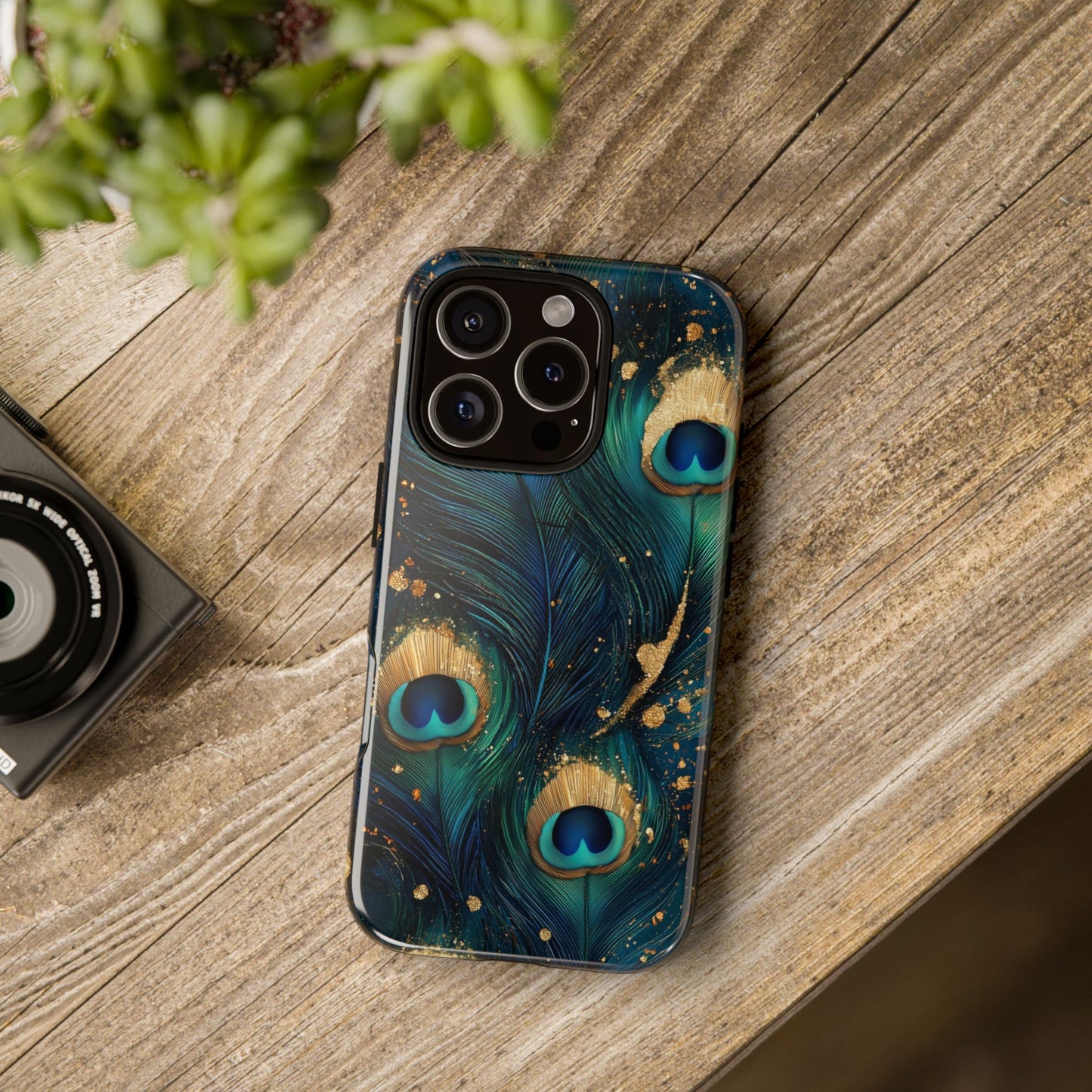 Elegant Peacock Feather Luxe Phone Case for iPhone, Samsung & Google Pixel