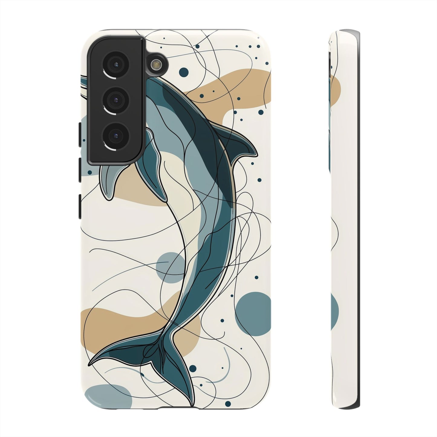 Ocean Whimsy: Abstract Dolphin Splash Phone Case for iPhone, Samsung & Pixel
