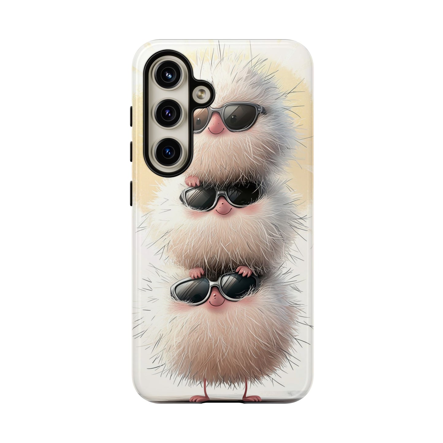Fluffy Stack Anime Phone Case – Cute Furry Creatures with Sunglasses, Kawaii Aesthetic Design for iPhone, Samsung & Google Pixel