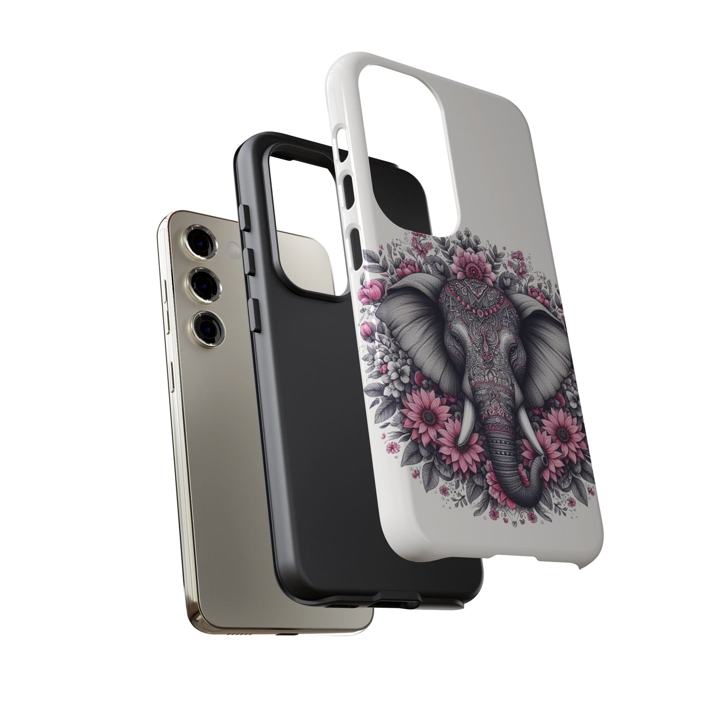 Intricate Floral Elephant Mobile Cover – Mandala-Inspired Boho Art