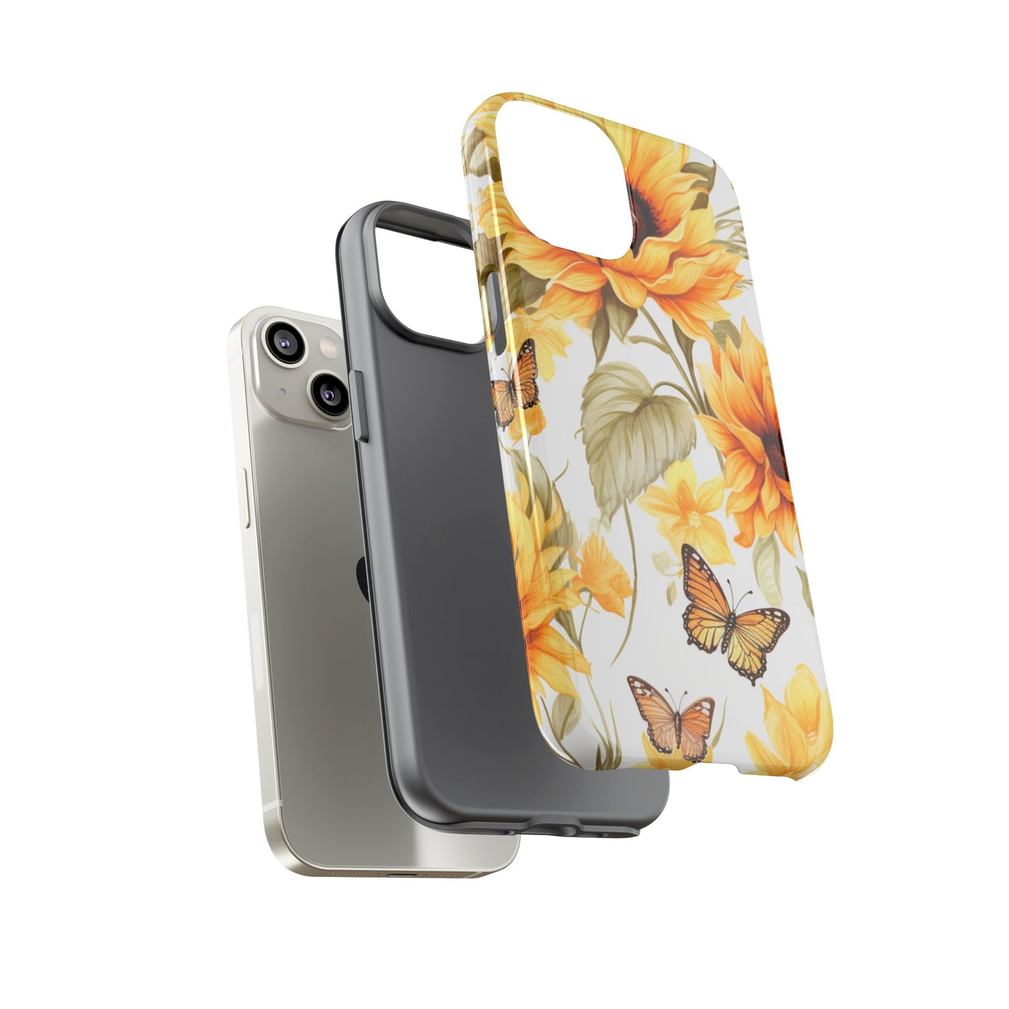 Golden Sunflower & Butterfly Phone Case – Warm & Elegant