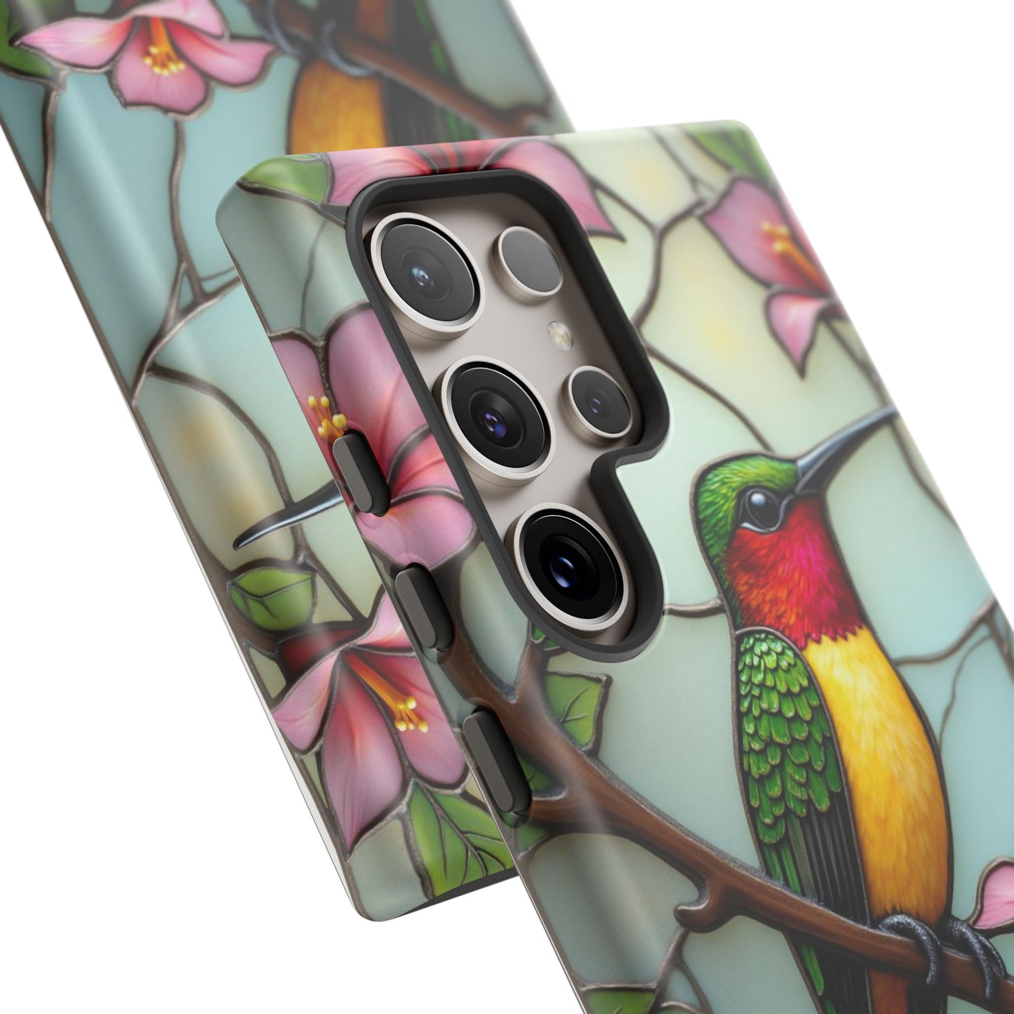 Elegant Hummingbird with Floral Mosaic | Artistic Nature Design