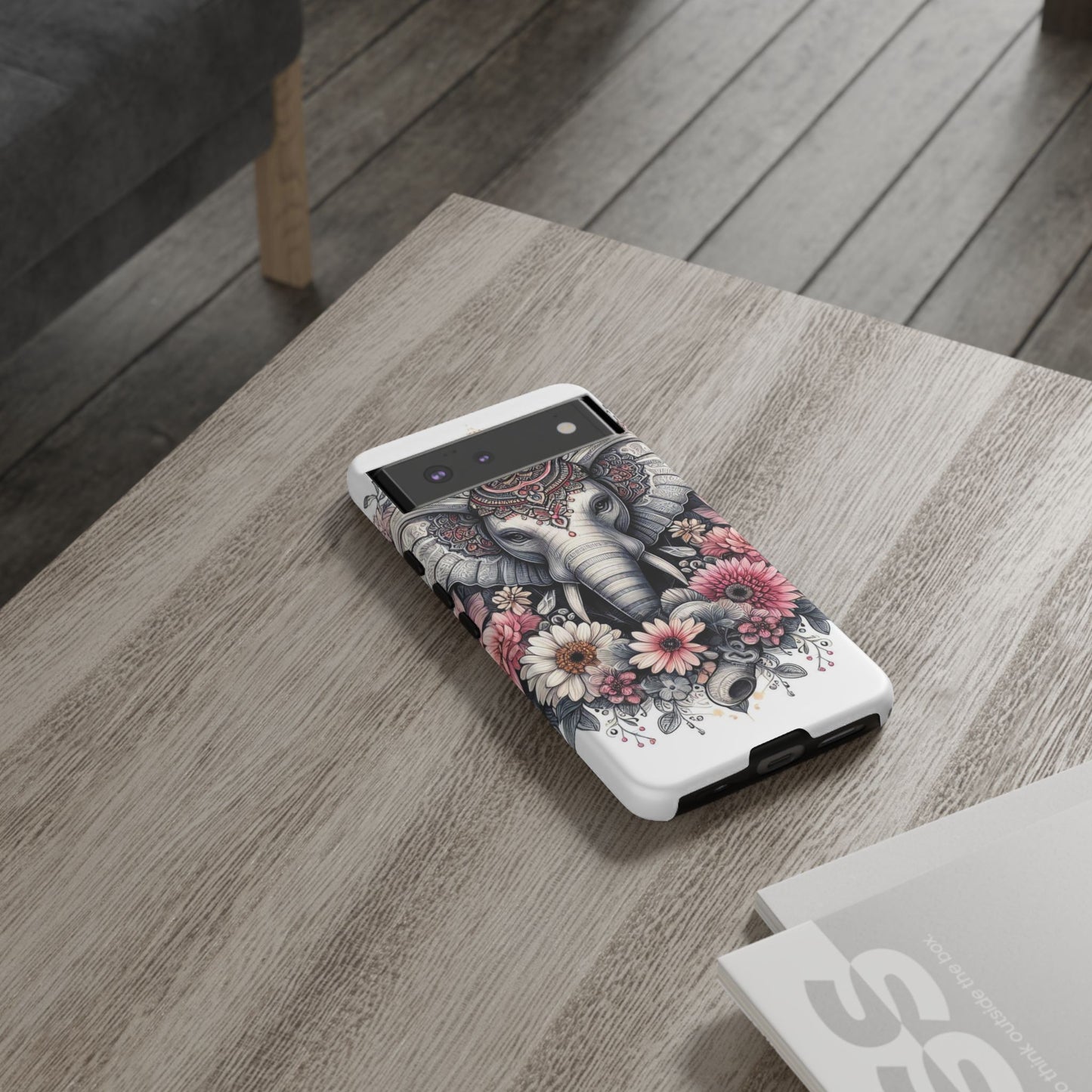 Royal Elephant Mandala Phone Case – Intricate Bohemian Floral Design