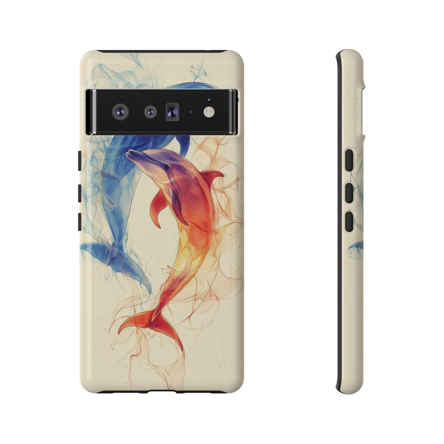 Elemental Dolphins: Fire & Water Fusion Phone Case for iPhone, Samsung & Pixel