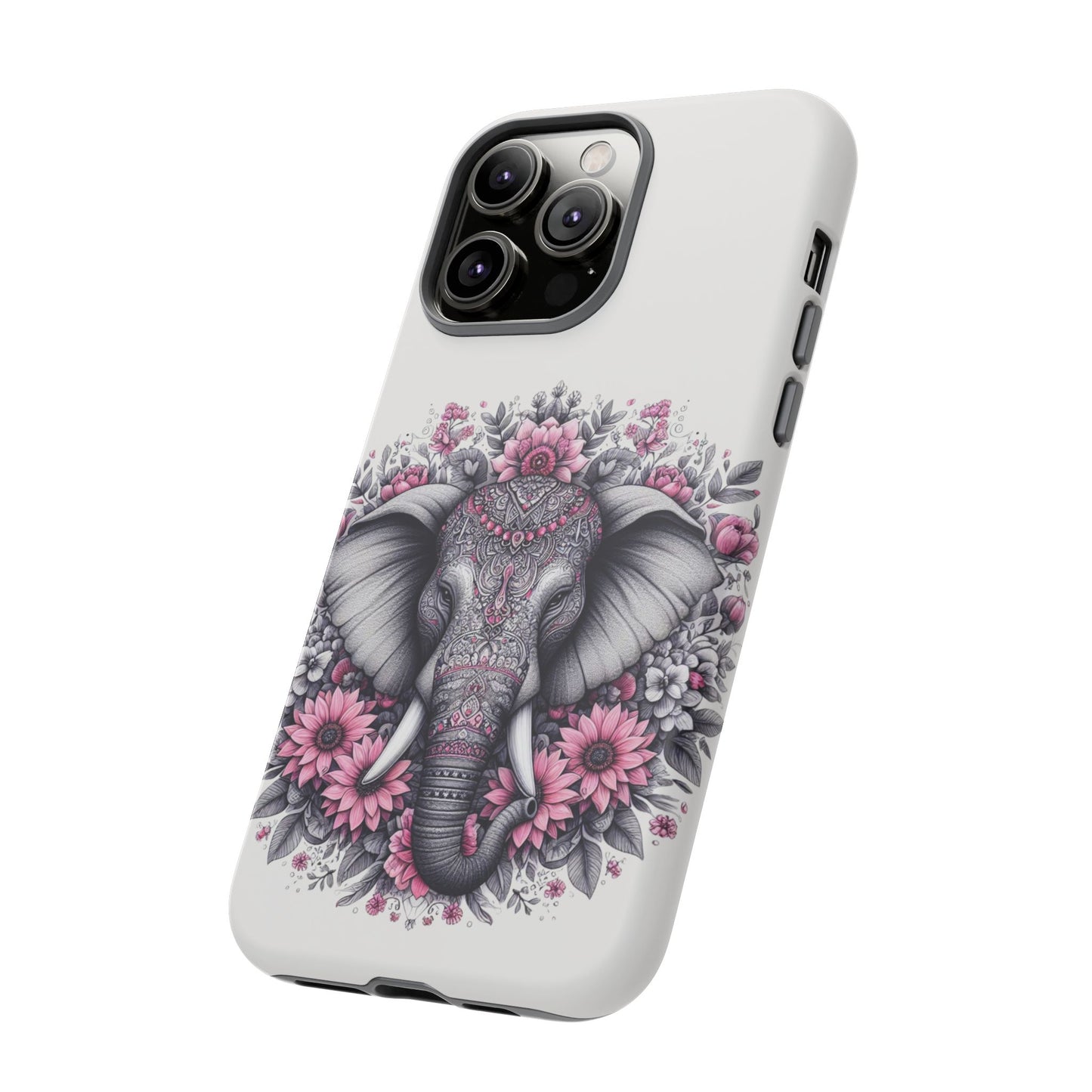 Intricate Floral Elephant Mobile Cover – Mandala-Inspired Boho Art