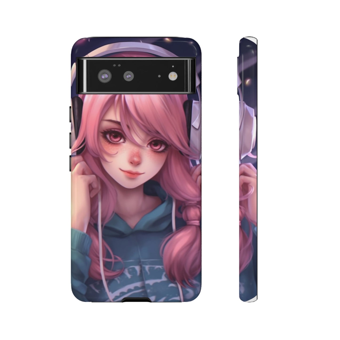 Anime Music Girl Phone Case - Cute Aesthetic Cover for iPhone, Samsung & Google Pixel, Girly Phone Case, Kawaii Lover Gift