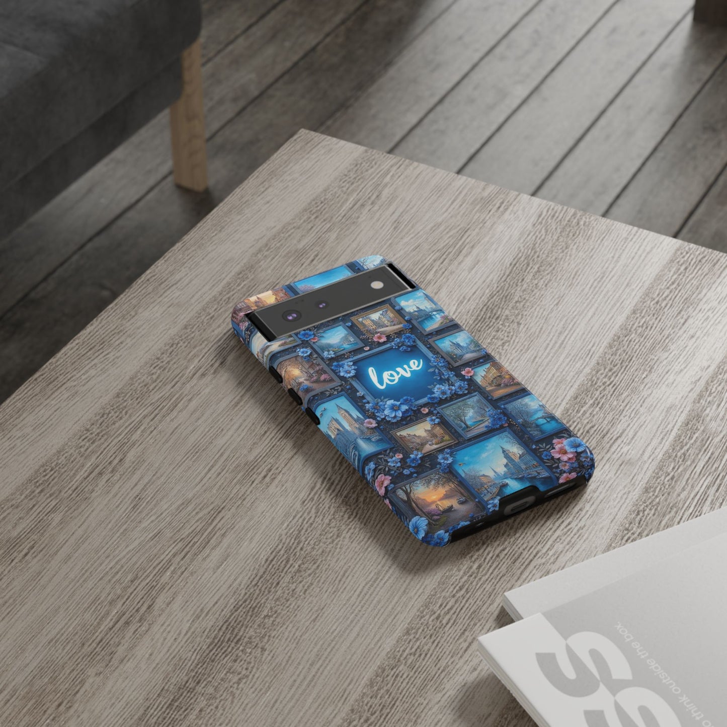 Blue Floral Love Frame Phone Case