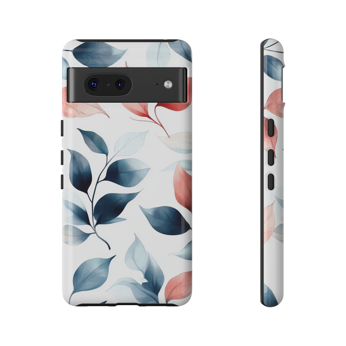 Blush & Blue Botanical Leaves Phone Case | Soft Nature-Inspired Design for iPhone, Pixel & Samsung