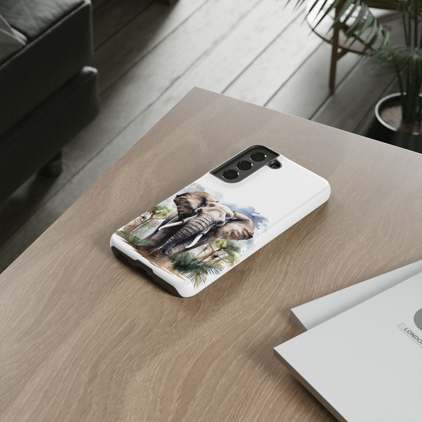 Majestic Watercolor Elephant Mobile Cover – Artistic Wildlife Design