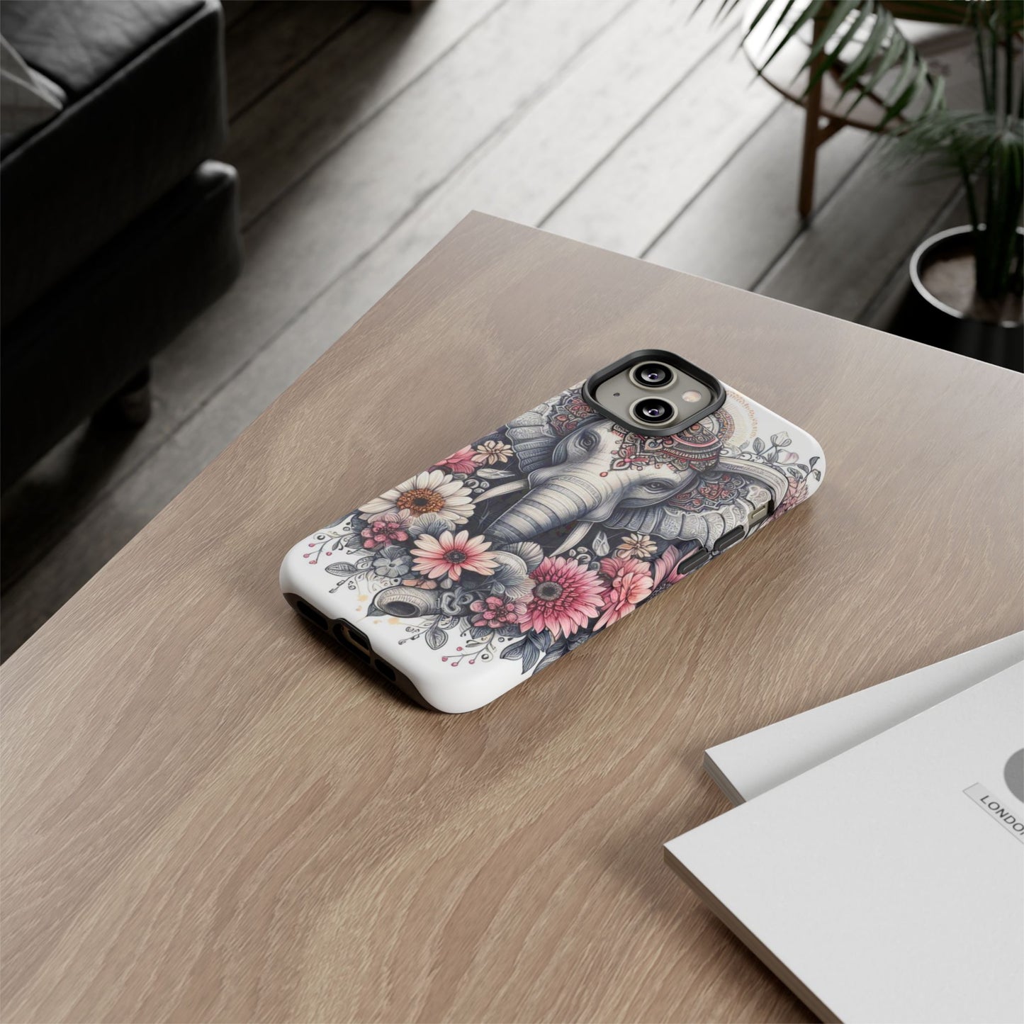 Royal Elephant Mandala Phone Case – Intricate Bohemian Floral Design