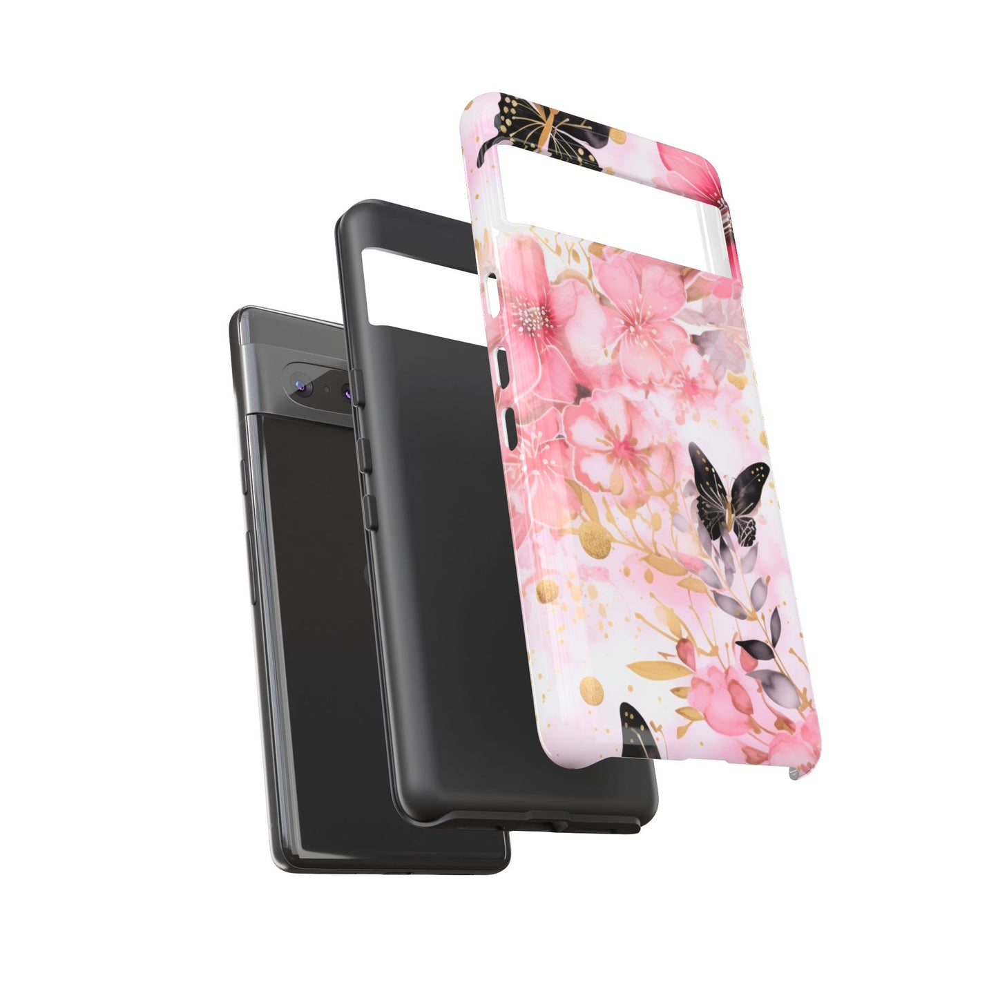 Pink Blossom & Gold Butterfly Mobile Case
