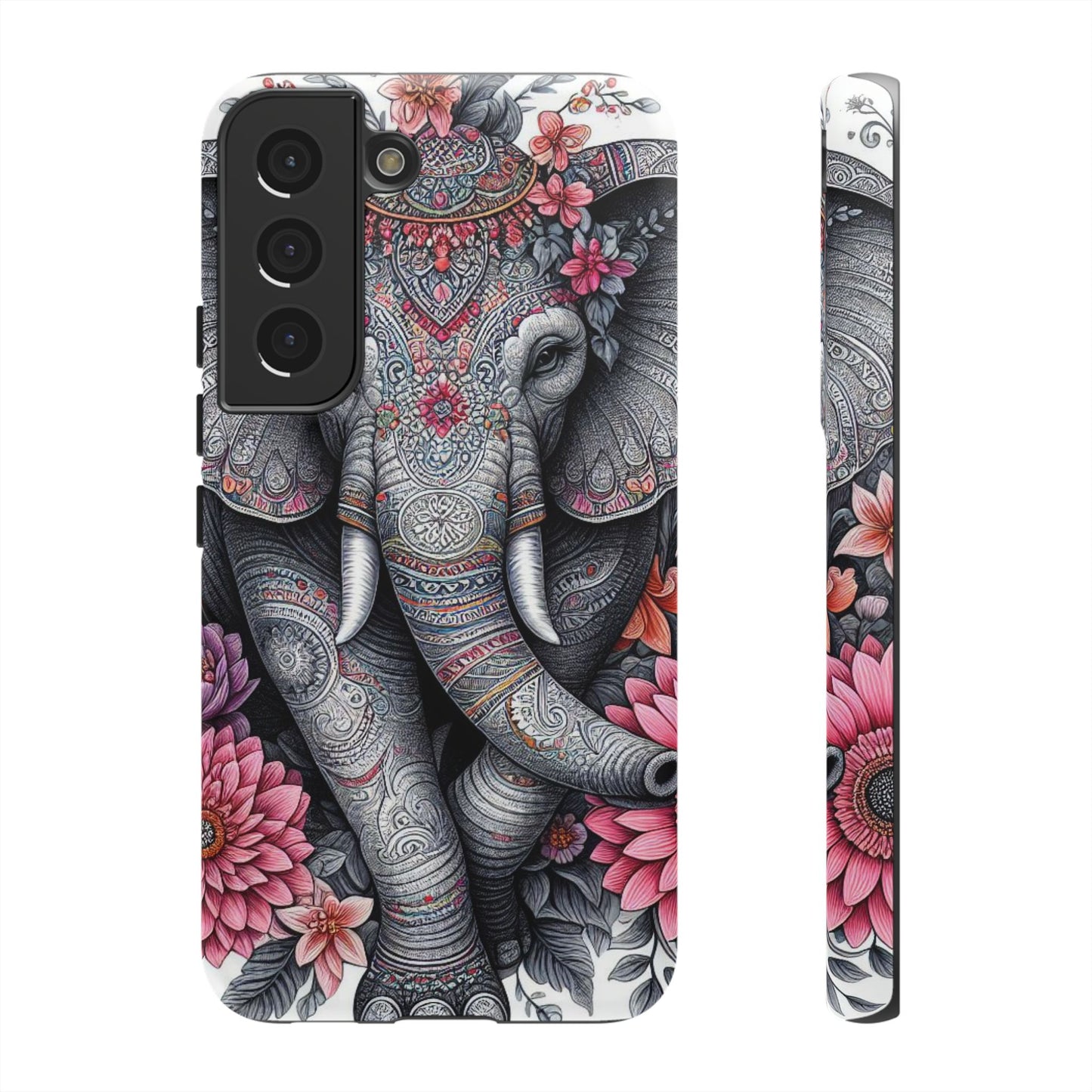 Bohemian Floral Elephant Mobile Cover – Intricate Mandala Art