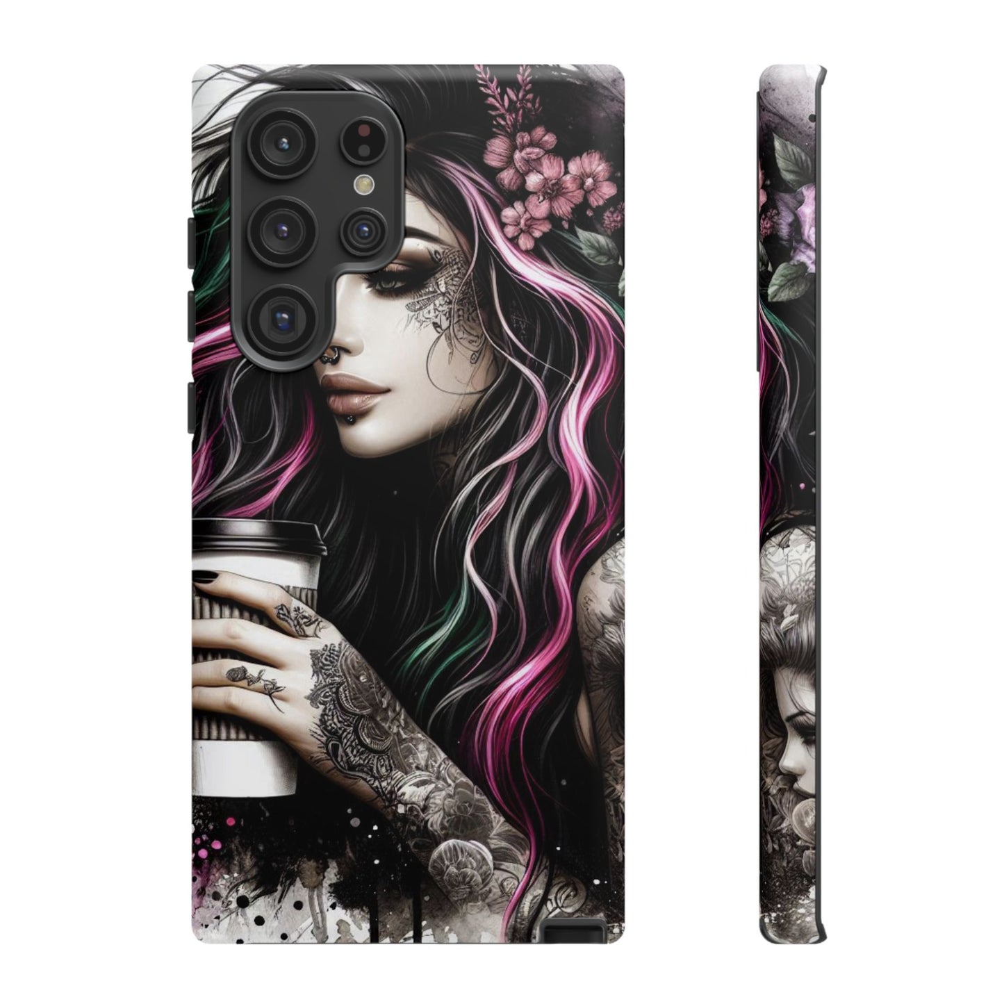 Tattooed Serenity – Gothic Coffee Lover Mobile Cover