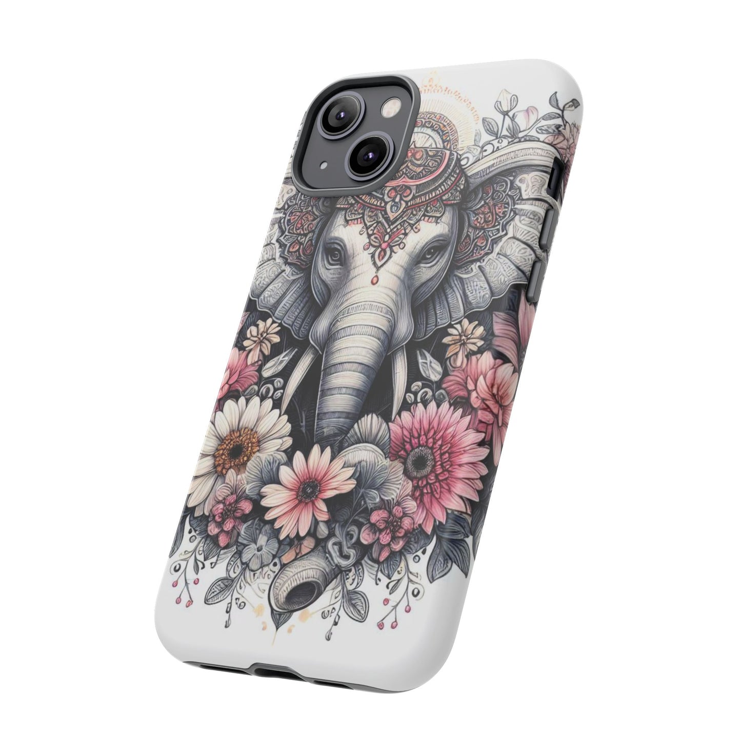 Royal Elephant Mandala Phone Case – Intricate Bohemian Floral Design